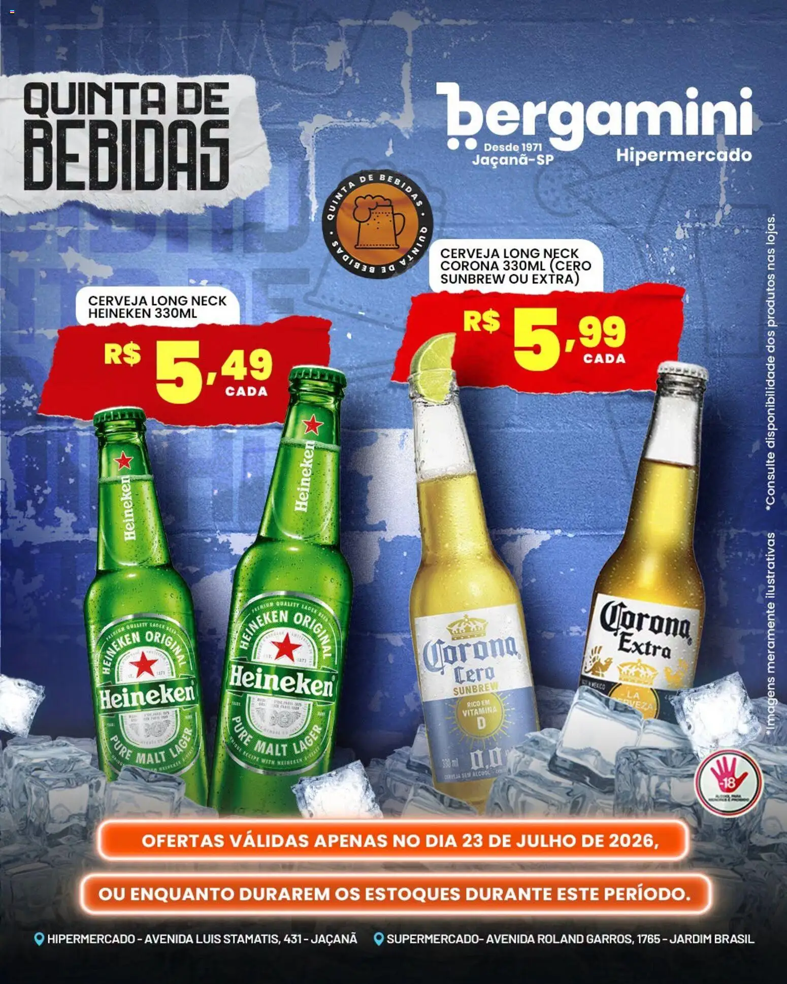 Supermercado Bergamini Folheto - válido de 23/07/2026 | Página: 3 | Produtos: Cerveja, Heineken, Tinta