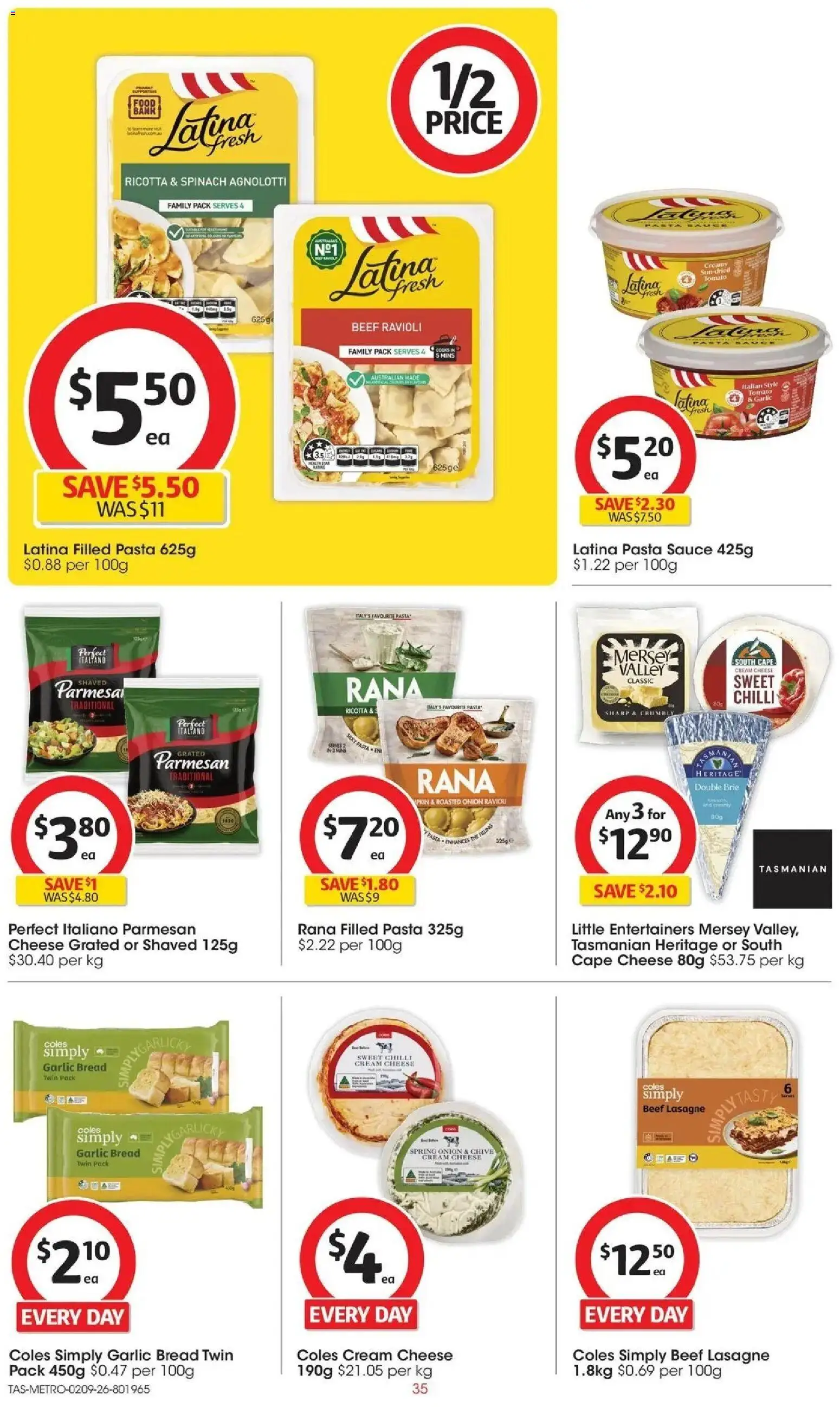 Coles catalogue - valid from 02/09/2026 | Page: 35 | Products: Cream cheese, Bread, Pasta, Cream