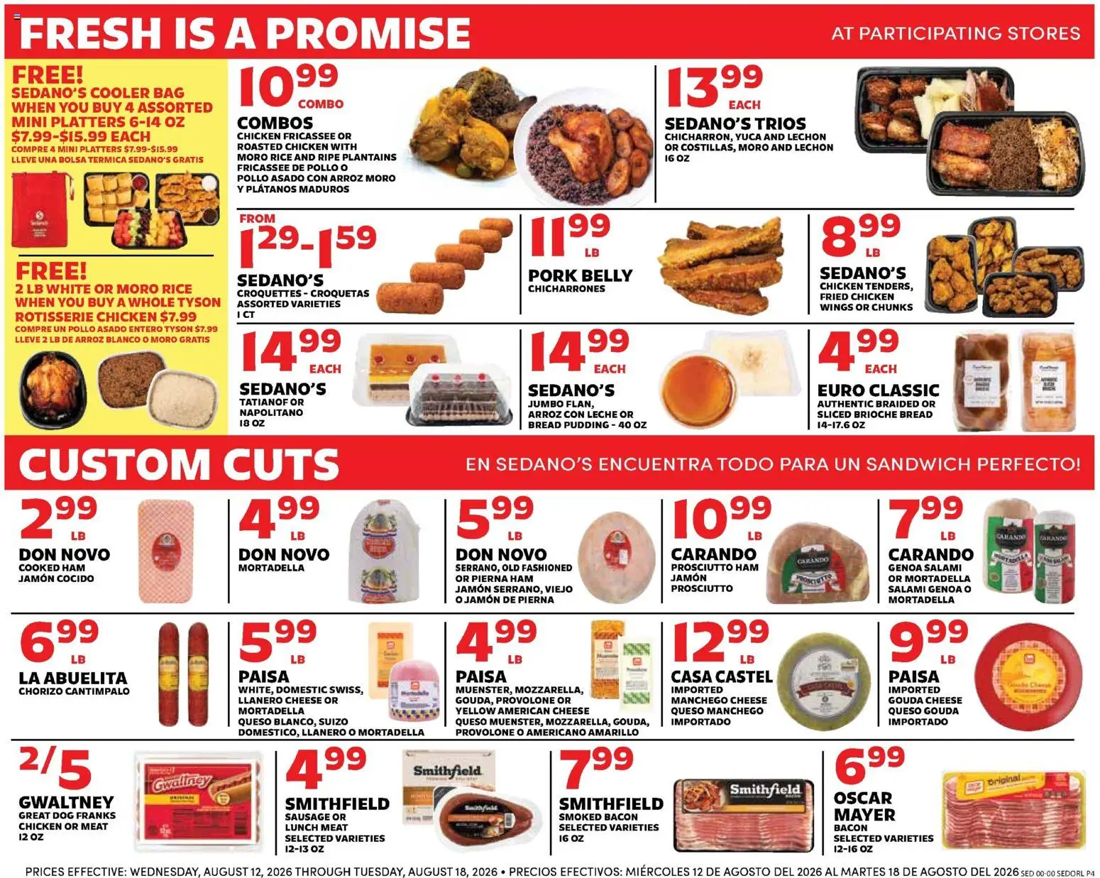 Sedano's Weekly Ad - valid from 08/12/2026 | Page: 4 | Products: Meat, Salami, Ham, Pork belly