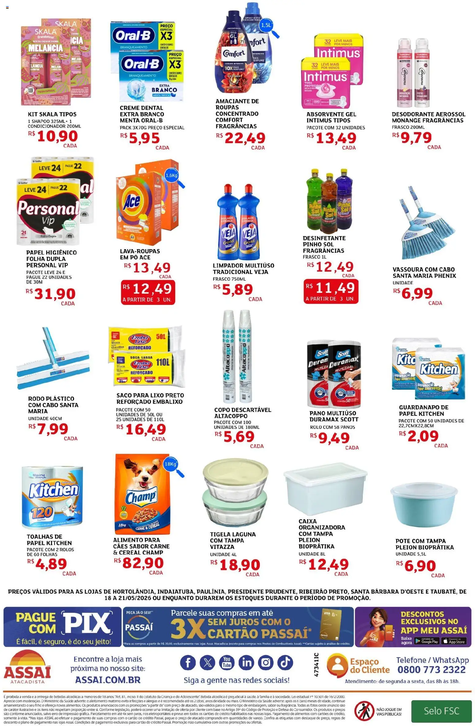 Assaí Atacadista Folheto - válido de 18.05.2026 | Página: 4 | Produtos: Carne, Bebida, Telefone, Rodo