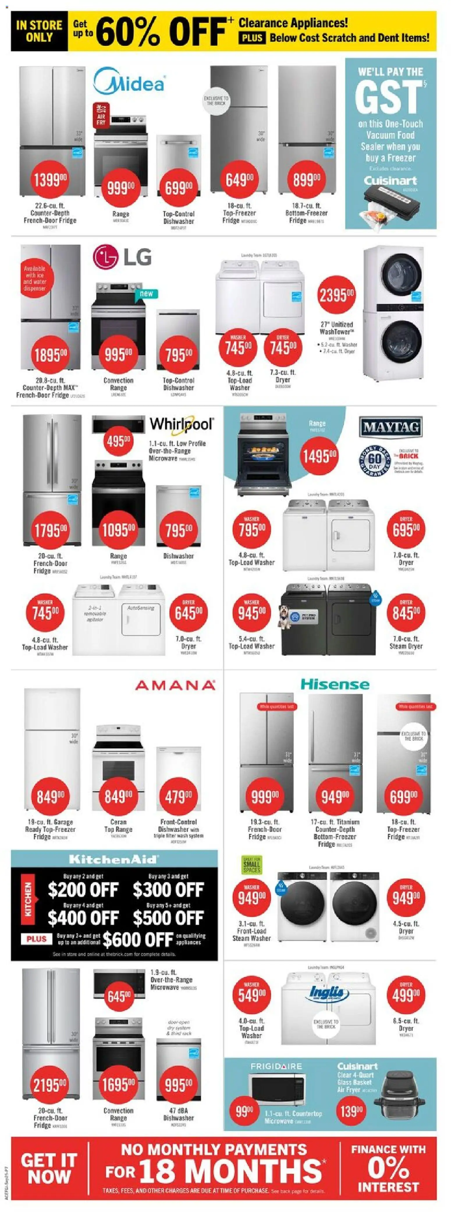 The Brick flyer valid from Sep 25, 2026 | Page: 16 | Products: Freezer, Dryer, Fryer, Ice