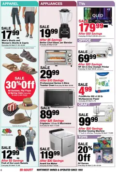 Preview of Bi-Mart weekly ads valid from 07/07/2026 | Page: 6 | Products: Sewing machine, Blender, Microwave, Flops