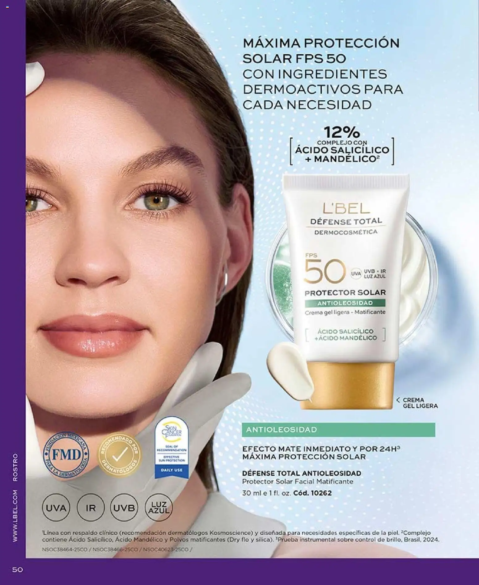 Catálogo L'Bel válido desde 11/07/2026 | Página: 50 | Productos: Protector solar, Crema, Ingredientes