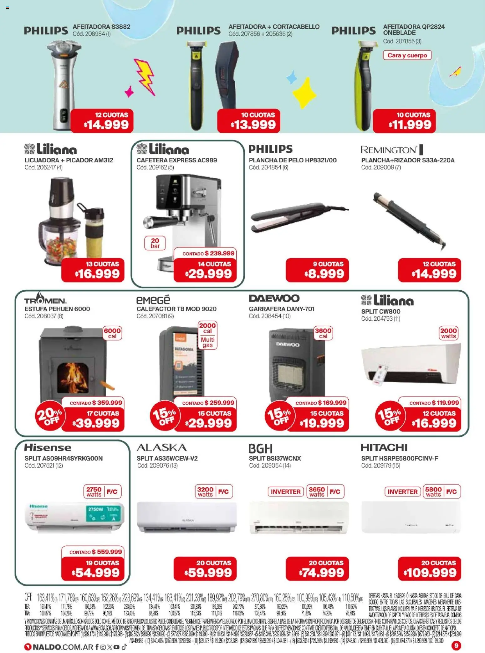 Naldo - Catálogo │ válido desde el 01/08/2026 | Página: 9 | Productos: Plancha de pelo, Calefactor, Plancha, Licuadora