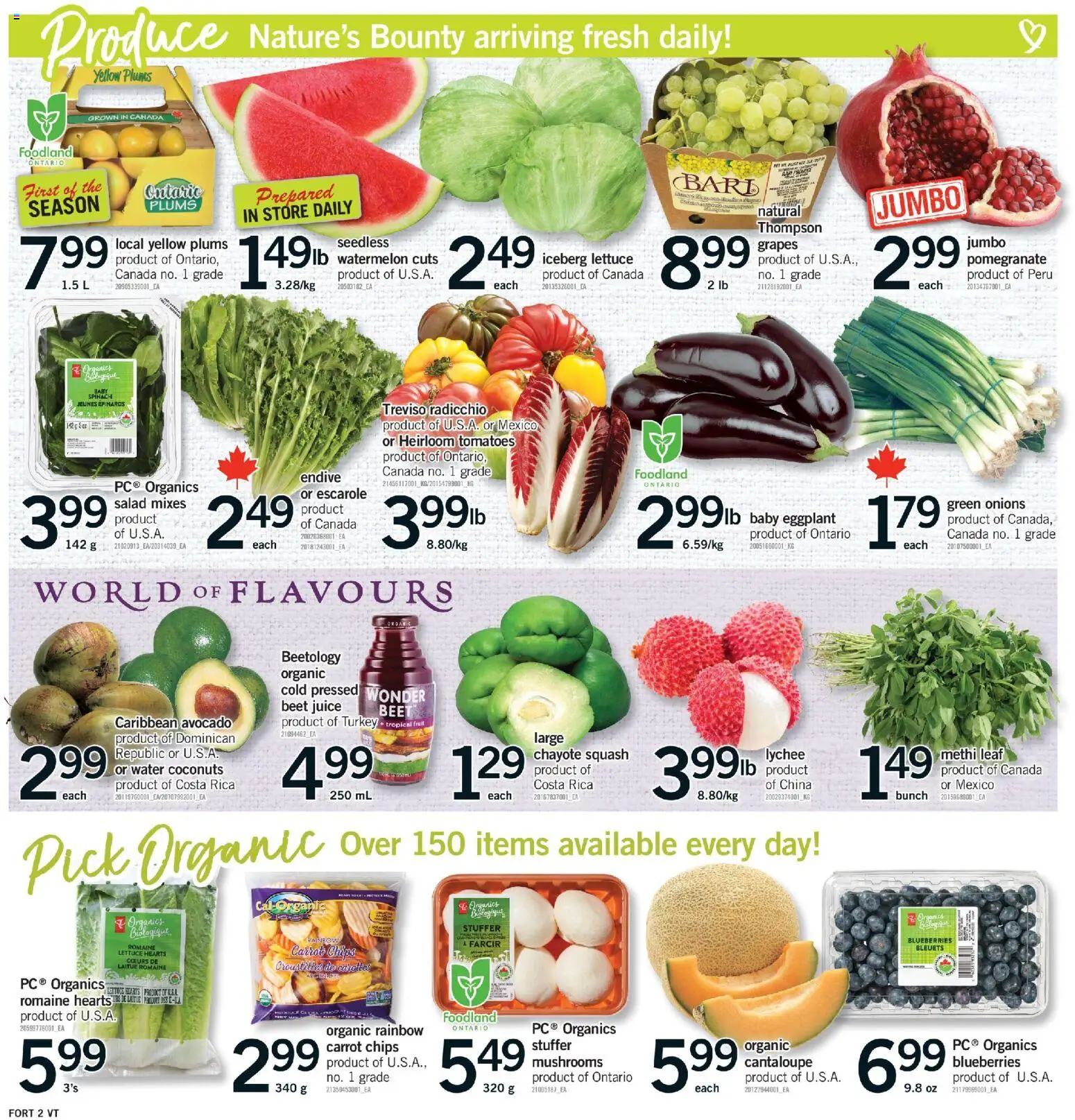 Fortinos flyer valid from Jul 16, 2026 | Page: 3 | Products: Chips, Carrot, Juice, Tomatoes