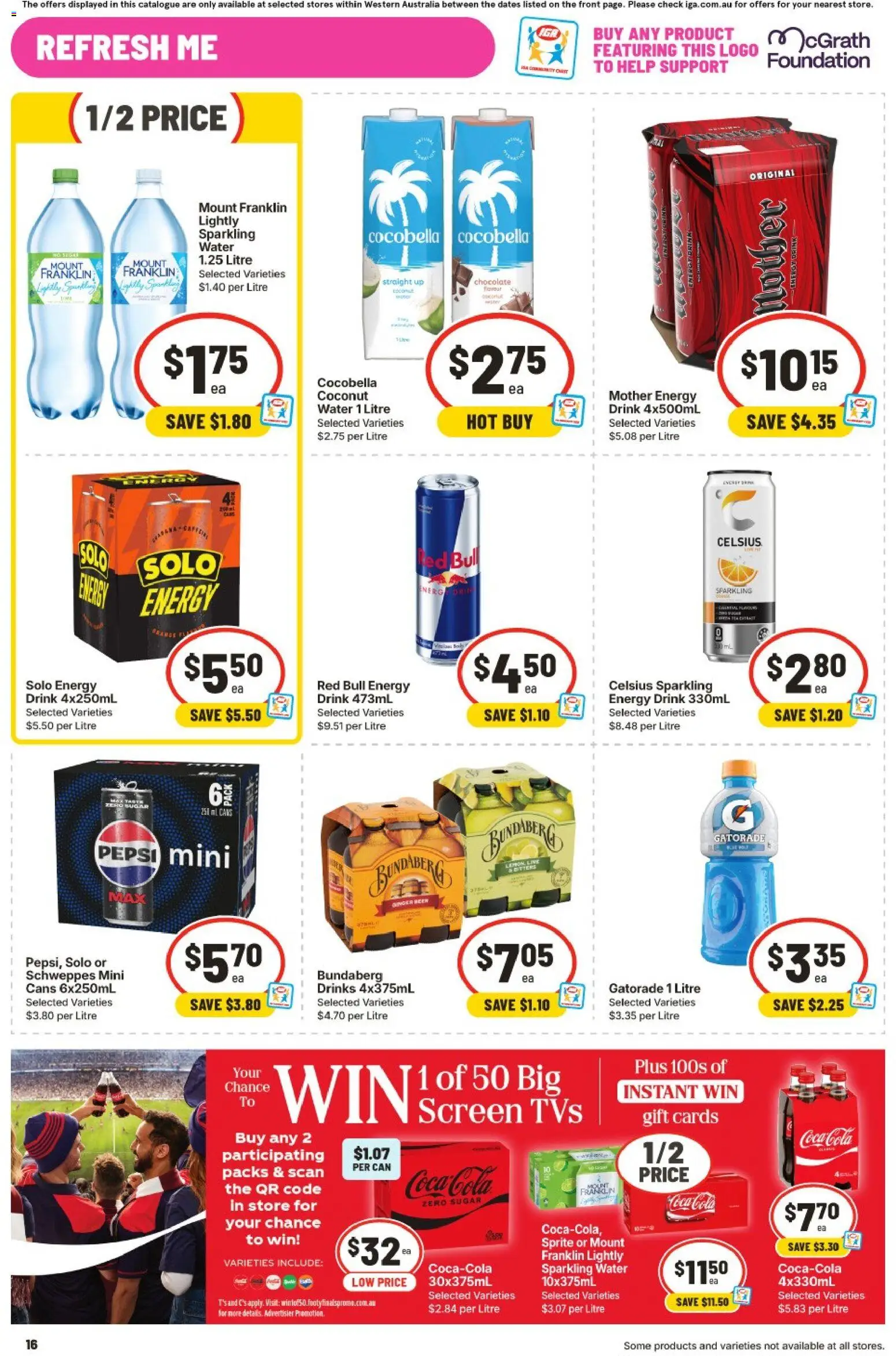 IGA catalogue - valid from 23/09/2026 | Page: 16 | Products: Pepsi, Sprite, Foundation, Coconut