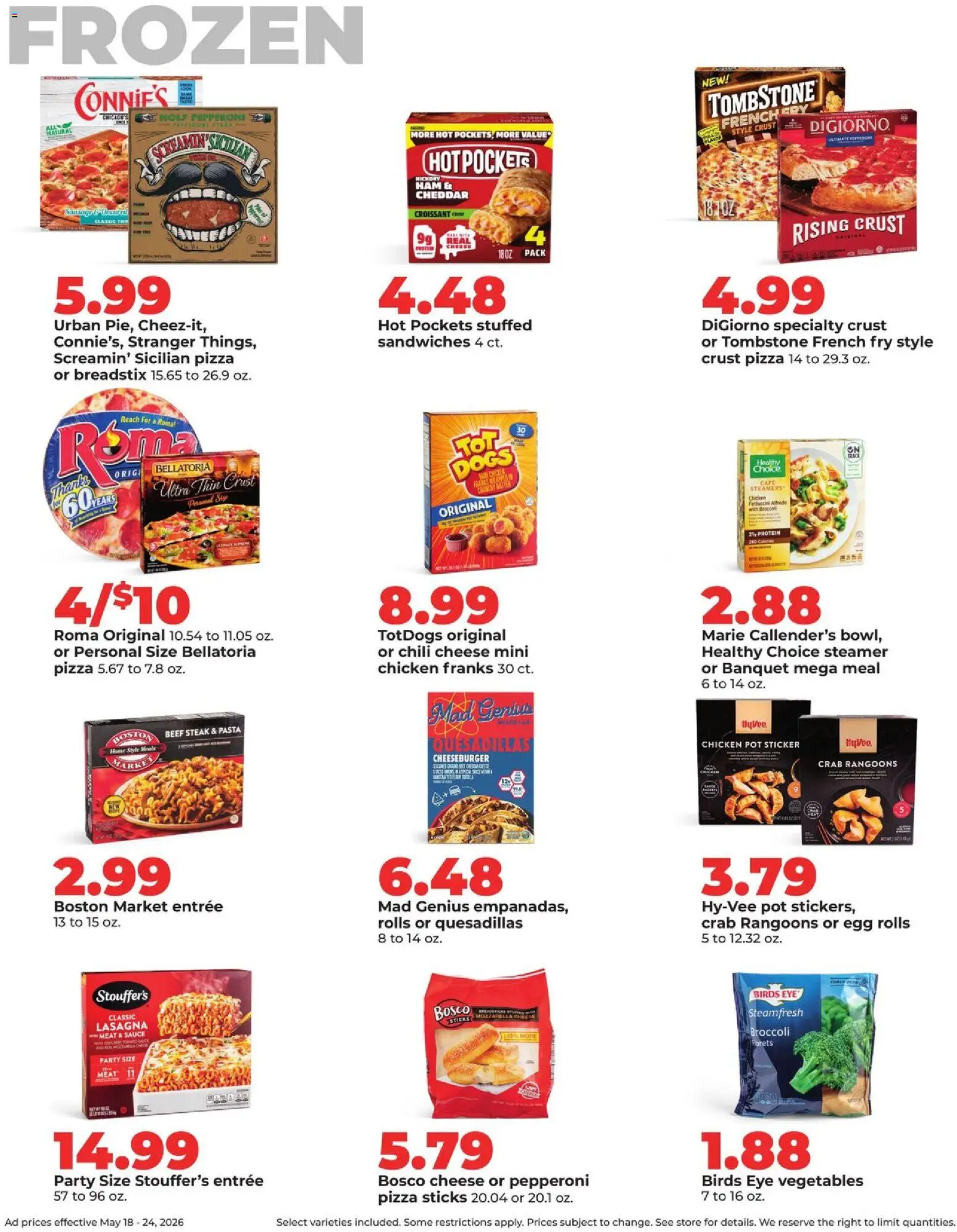 HyVee Weekly Ad - valid from 18.05.2026 | Page: 34 | Products: Pasta, Vegetables, Sauce, Sausage