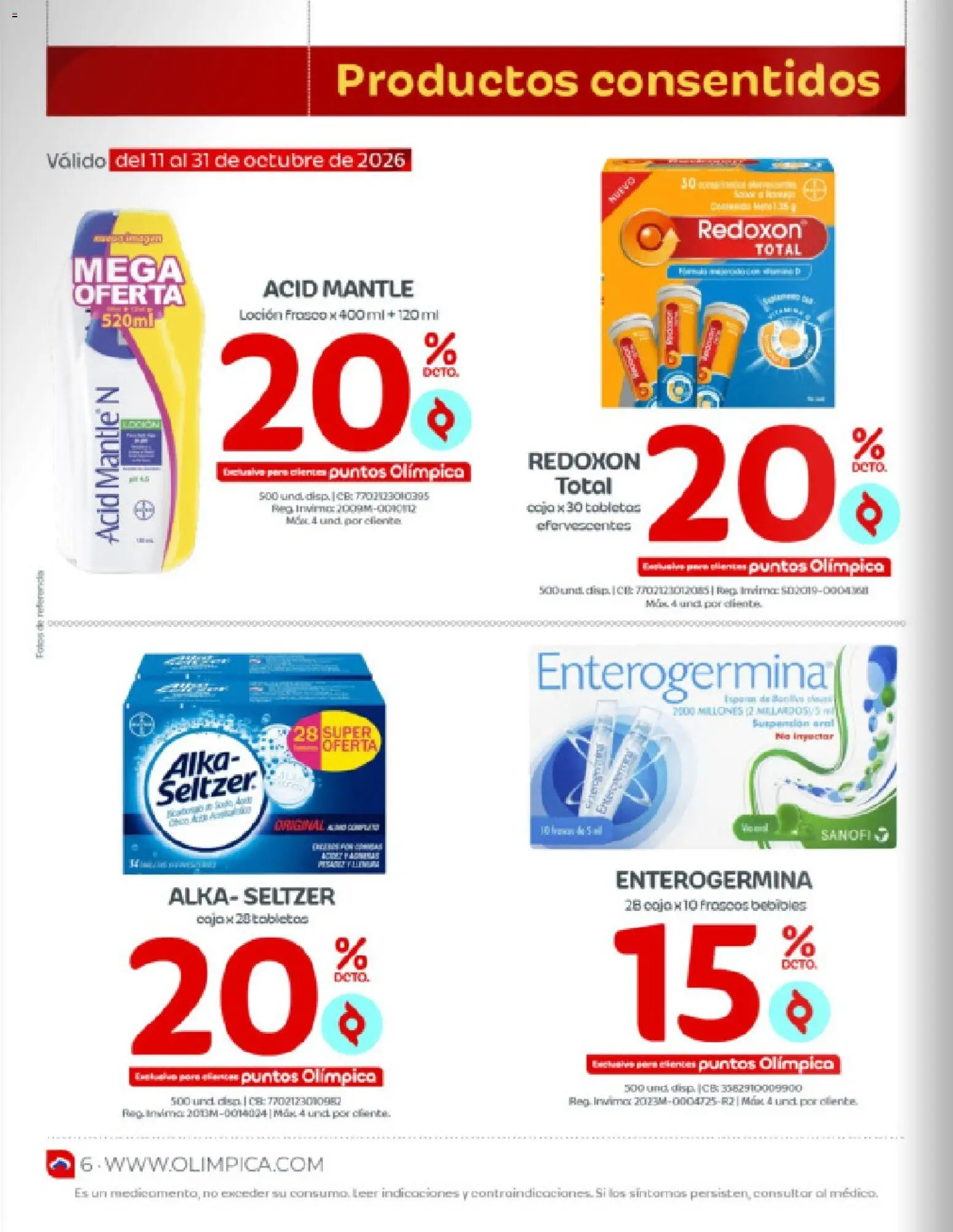 Olímpica revista - valida desde el 01/10/2026 | Página: 6 | Productos: Frasco, Loción, Caja