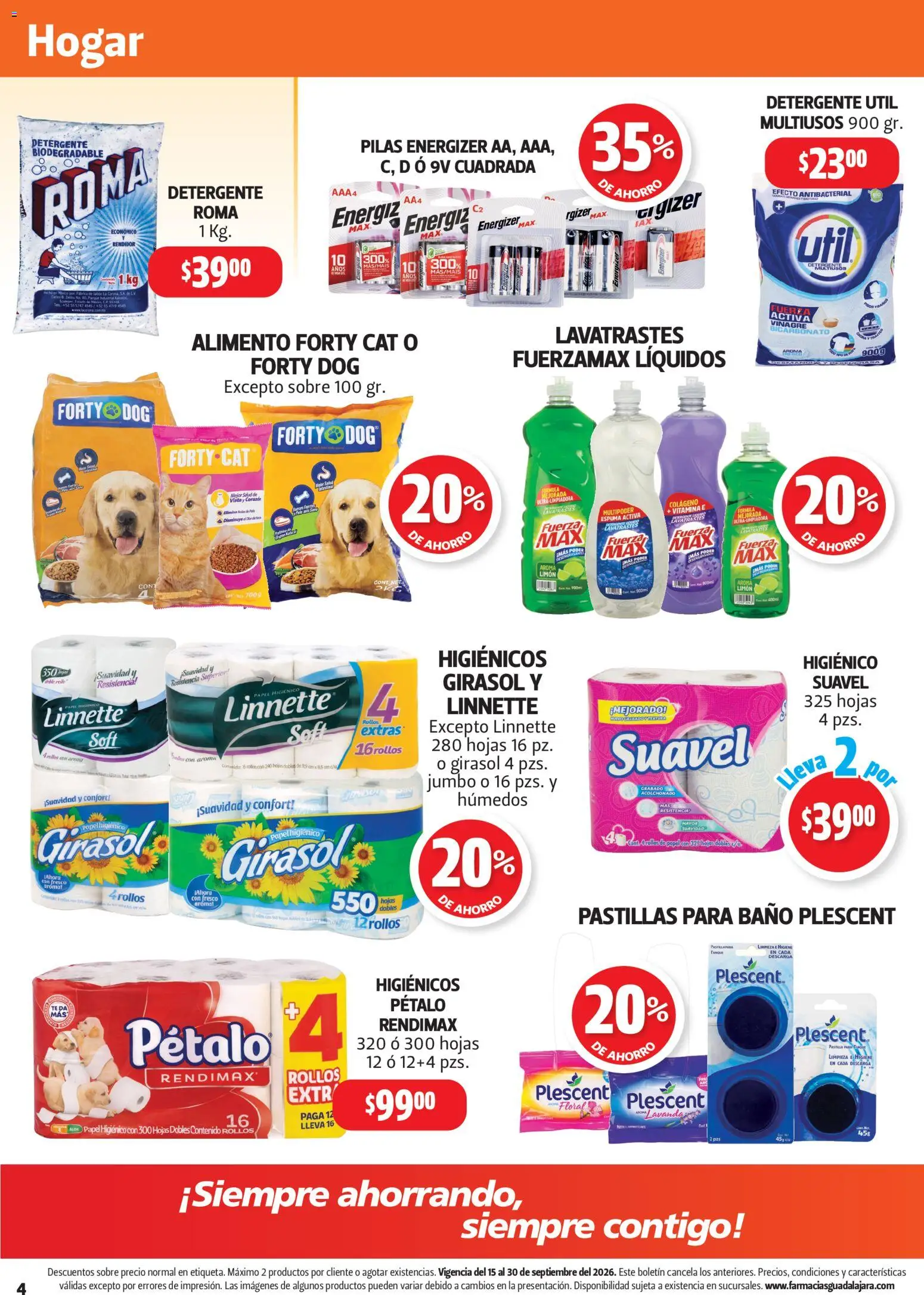 Nuevas ofertas de Farmacia Guadalajara válidas en toda la República Mexicana desde el 15/09/2026. ¡Encuentra las mejores ofertas en Farmacia Guadalajara catálogo! | Página: 4 | Productos: Vinagre, Limón, Papel higiénico, Té