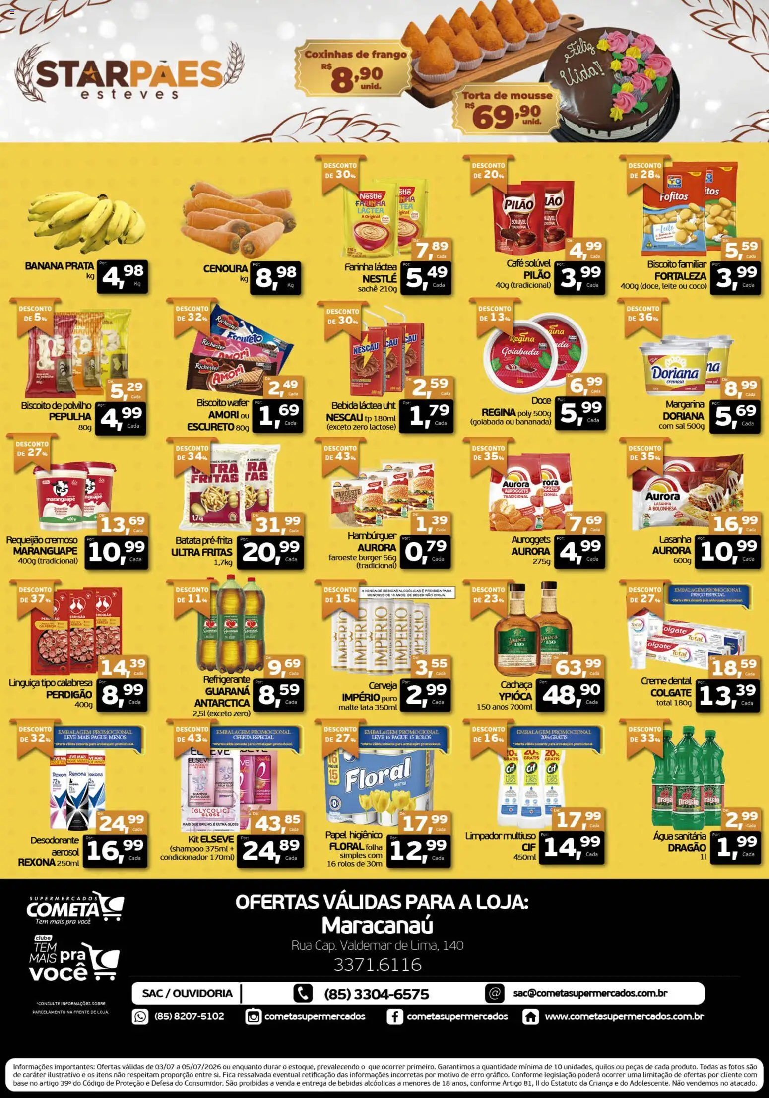 Cometa Supermercados Folheto - válido de 03/07/2026 | Página: 2 | Produtos: Shampoo, Nescau, Hambúrguer, Margarina