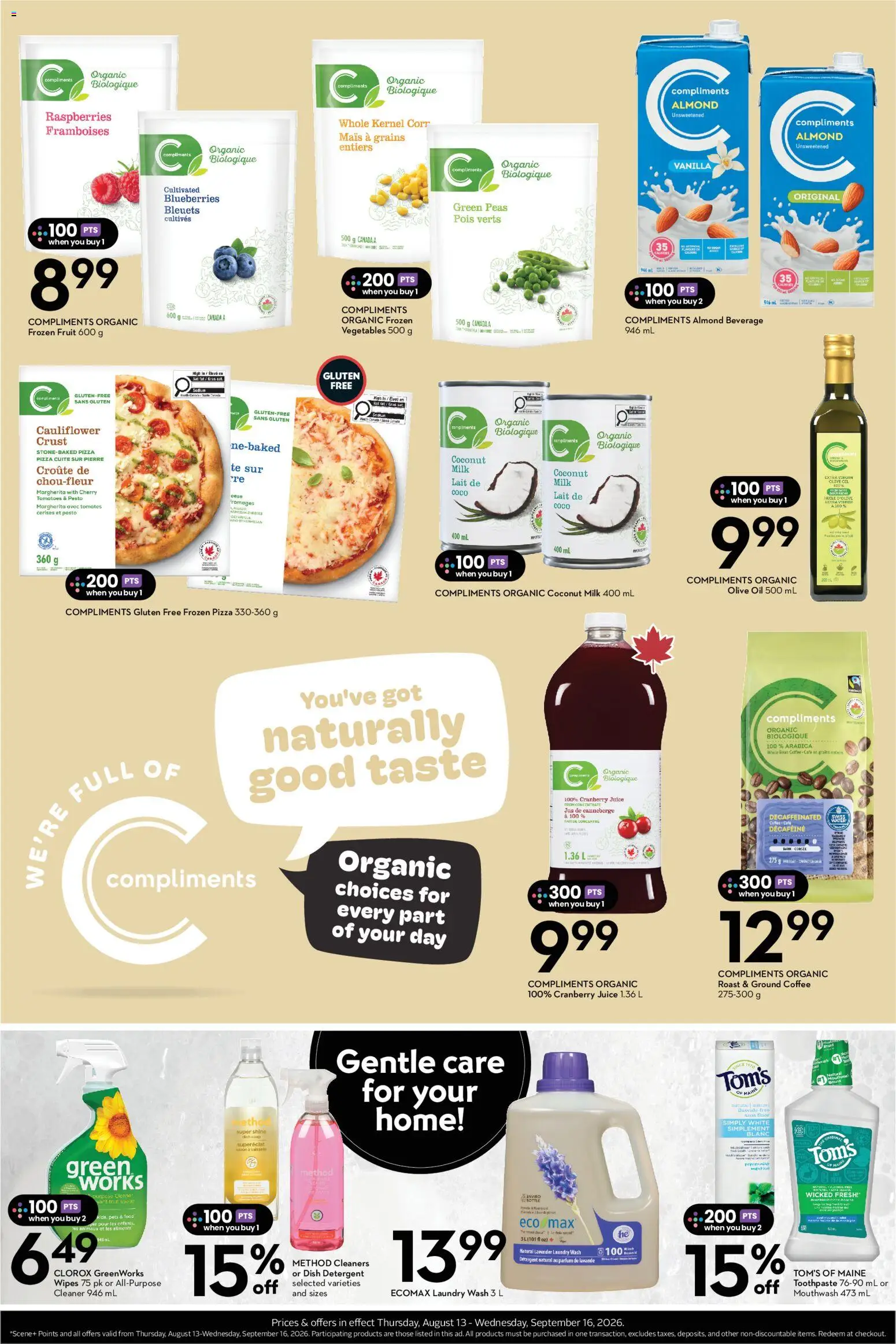 Safeway flyer valid from Aug 13, 2026 | Page: 4 | Products: Blueberries, Mouthwash, Vanilla, Pizza