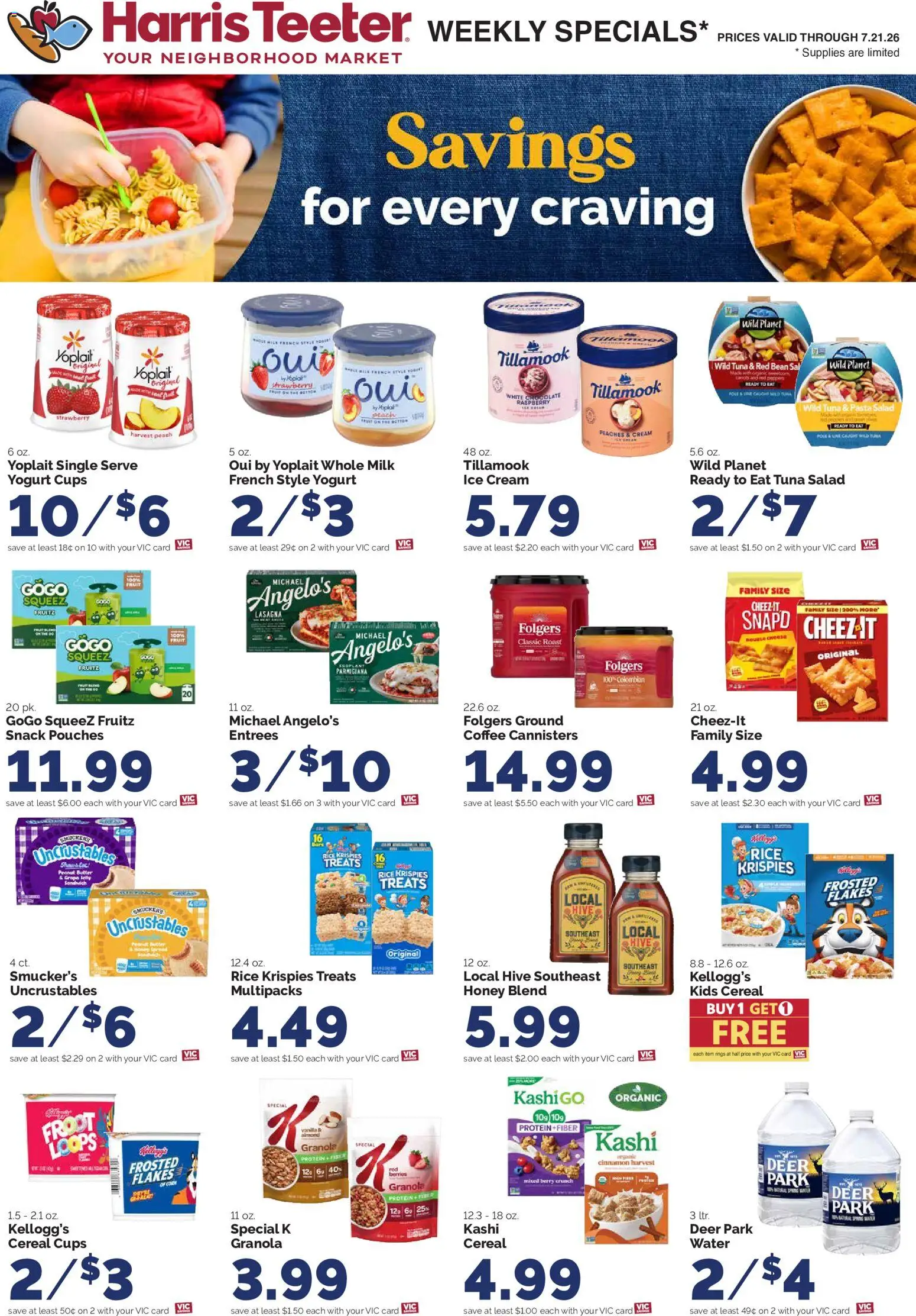 Harris Teeter Weekly Ad - valid from 07/15/2026 | Page: 13 | Products: Yogurt, Flakes, Ice cream, Salad
