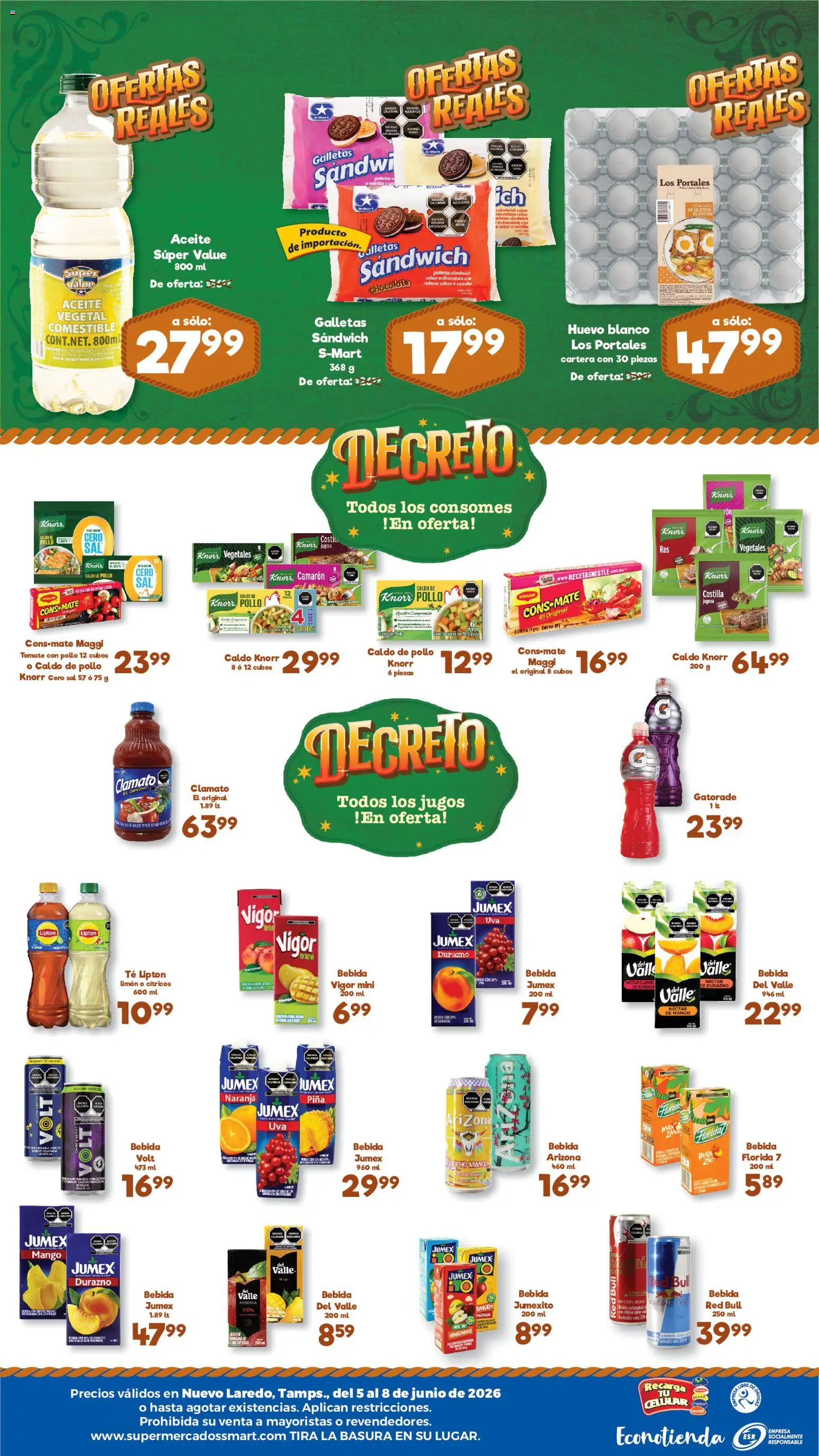 Nuevas ofertas de S-Mart válidas en toda la República Mexicana desde el 05.06.2026. ¡Encuentra las mejores ofertas en S-Mart folleto Ofertas de feria Nuevo Laredo! | Página: 2 | Productos: Pollo, Huevo, Mango, Chocolate