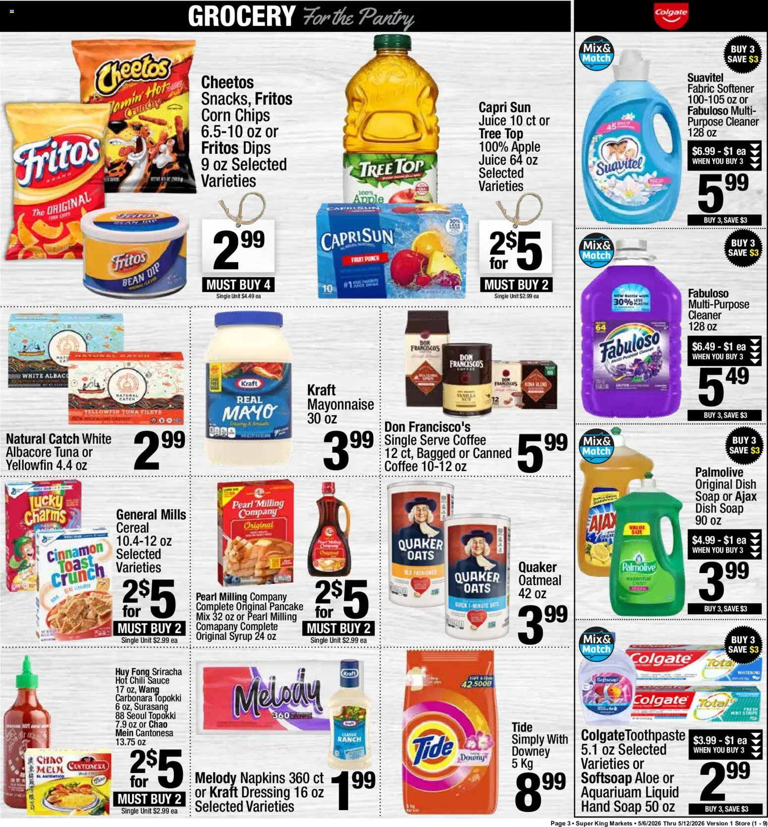 Super King Weekly Ad - valid from 06.05.2026 | Page: 3 | Products: Coffee, Juice, Toothpaste, Fabric softener