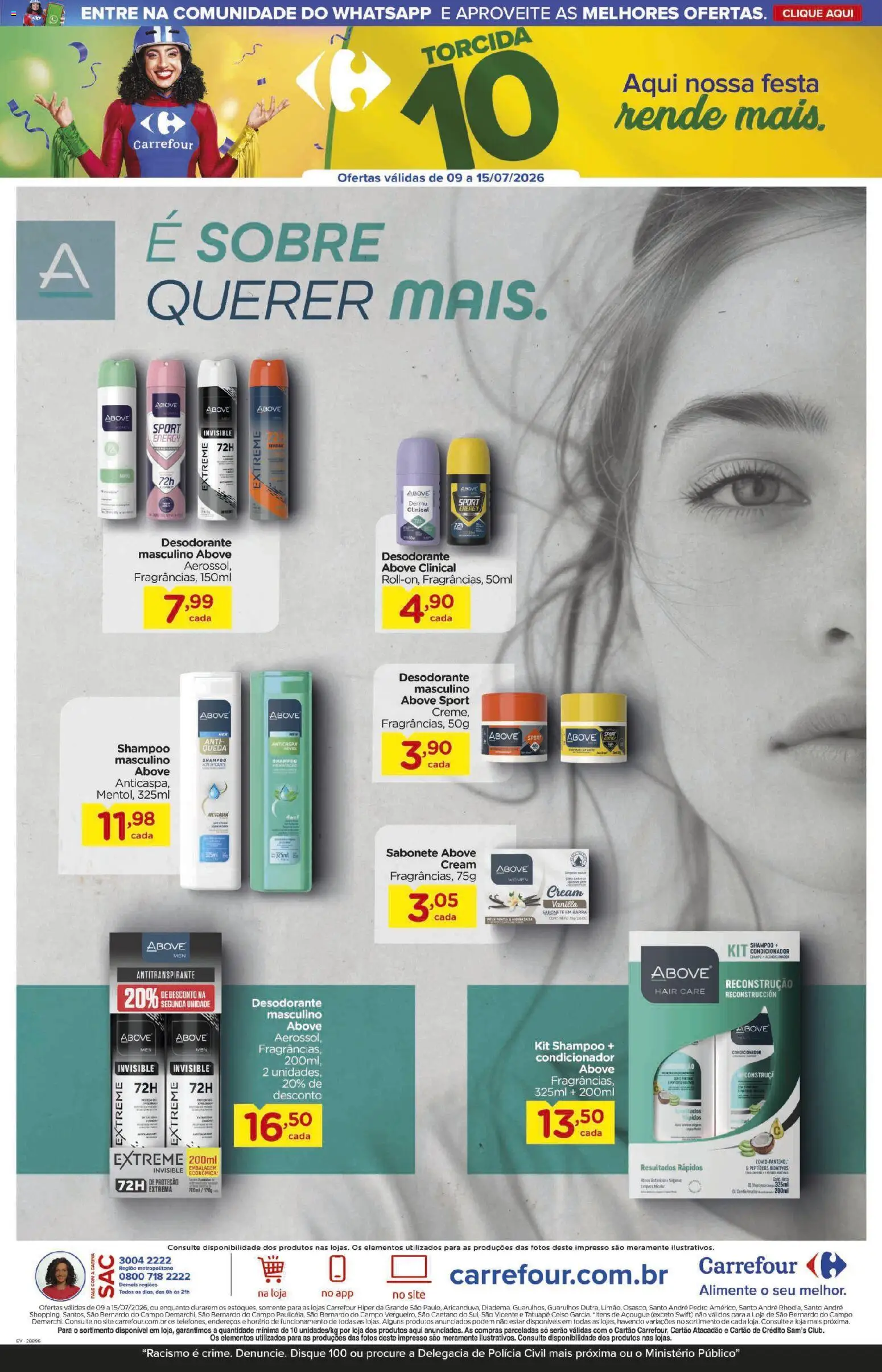Carrefour Folheto - válido de 09/07/2026 | Página: 5 | Produtos: Shampoo, Condicionador, Desodorante, Sabonete