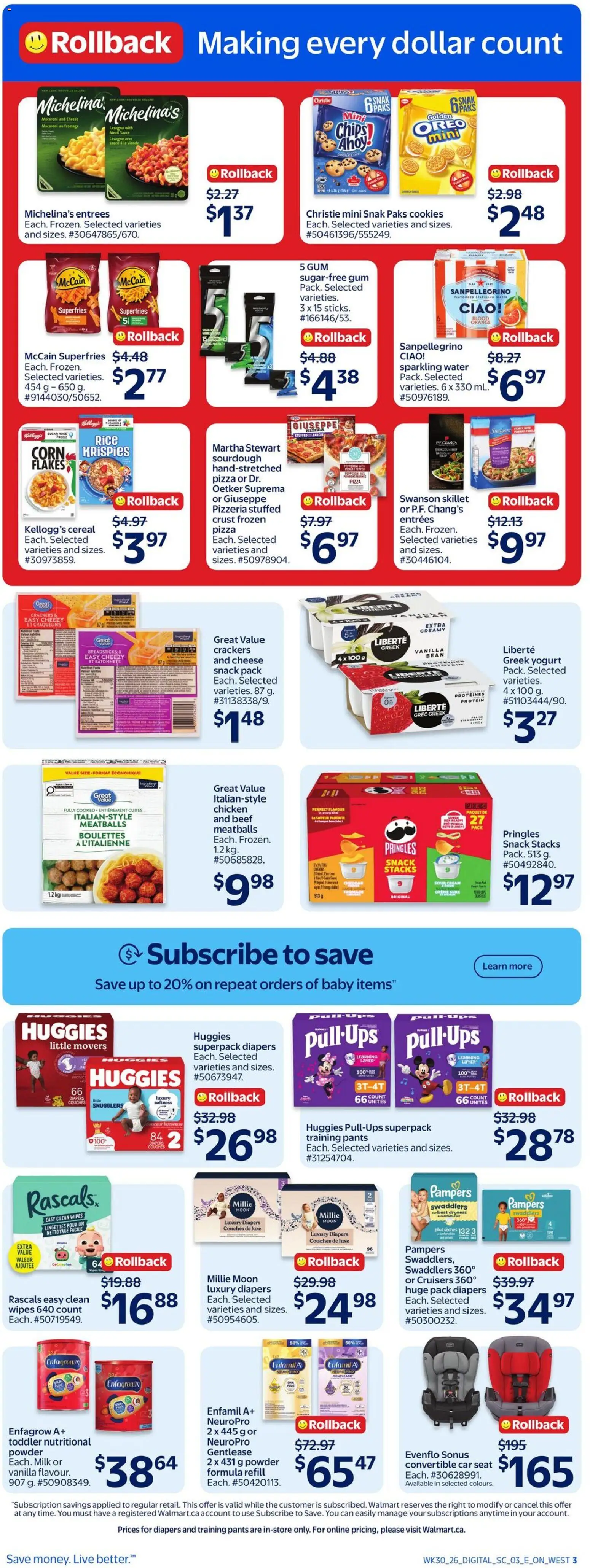 Walmart flyer valid from Aug 20, 2026 | Page: 4 | Products: Fries, Frozen fries, Powder, Pants