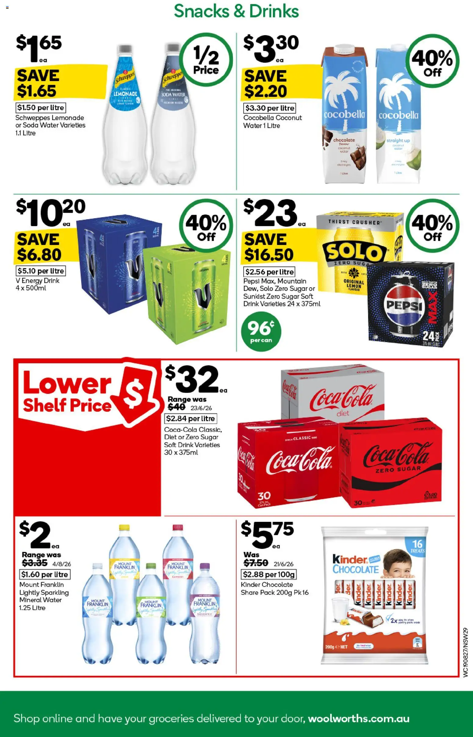 Woolworths catalogue - valid from 19/08/2026 | Page: 29 | Products: Shelf, Energy drink, Sugar, Lemonade