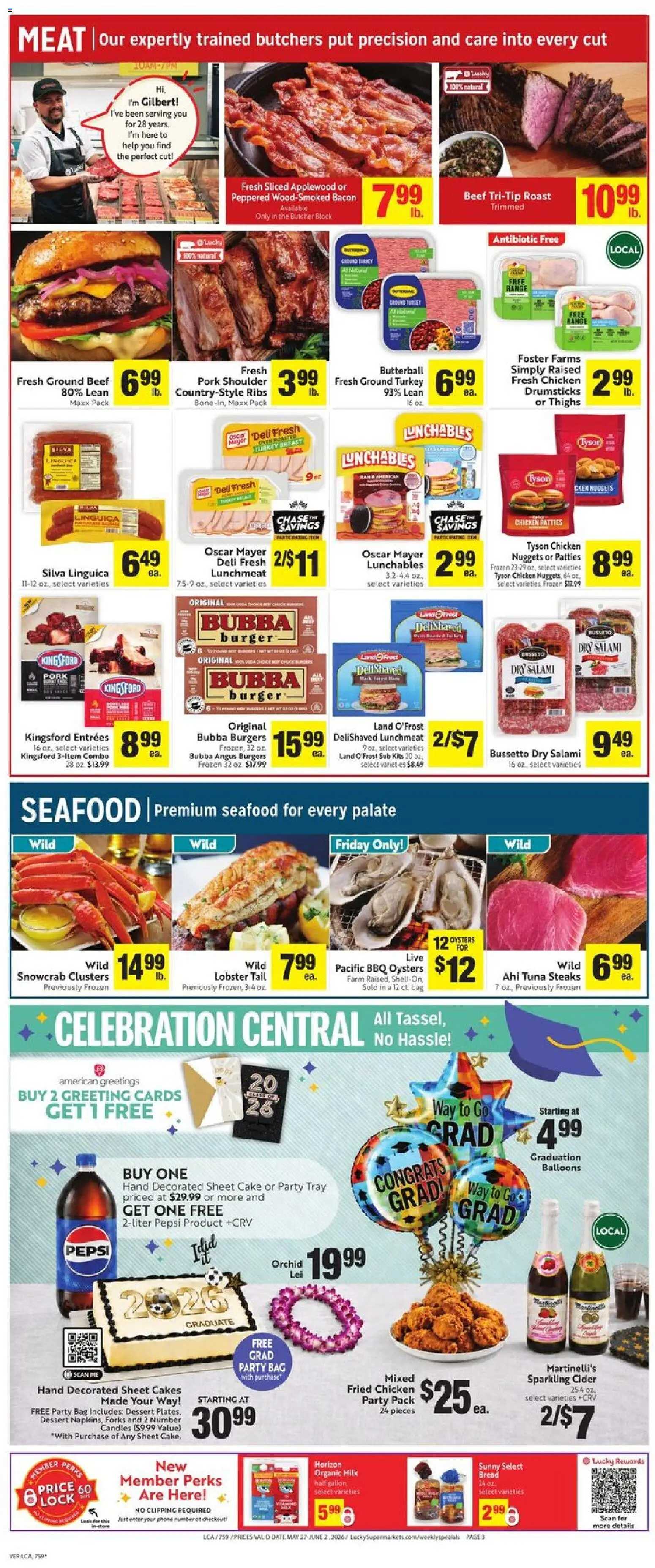 Lucky Supermarkets Weekly - CA - valid from 27.05.2026 | Page: 5 | Products: Cider, Salami, Date, Sheet