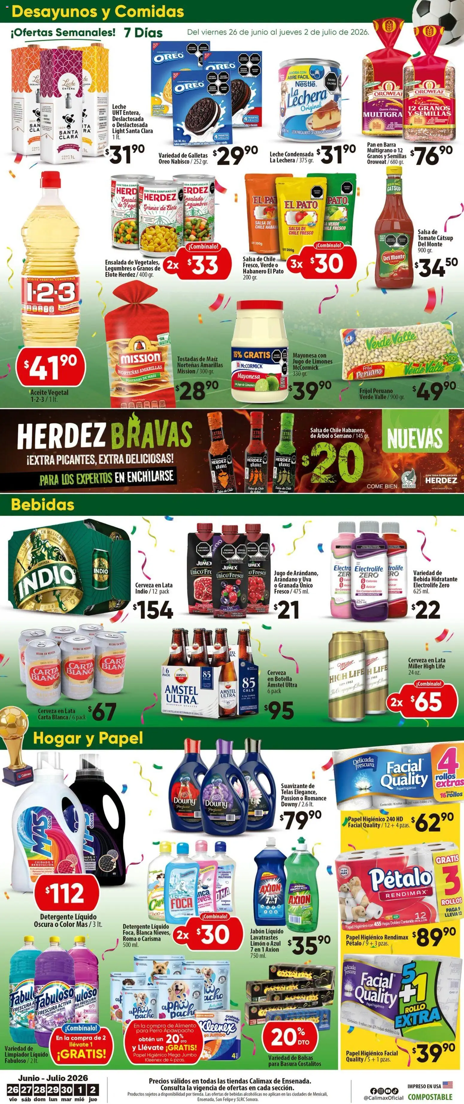 Nuevas ofertas de Calimax válidas en toda la República Mexicana desde el 26/06/2026. ¡Encuentra las mejores ofertas en Calimax folleto Ensenada! | Página: 6 | Productos: Azúcar, Jabón líquido, Botella, Perfume