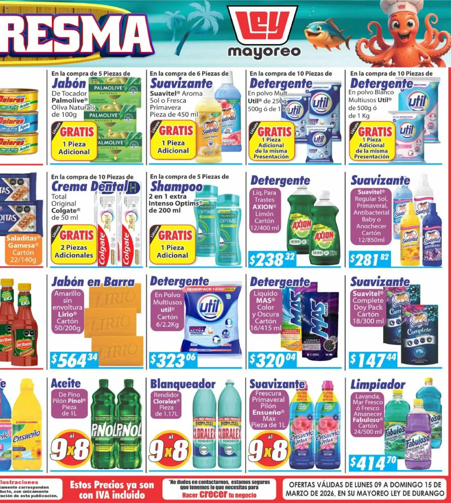 Nuevas ofertas de Casa Ley válidas en toda la República Mexicana desde el 09.03.2026. ¡Encuentra las mejores ofertas en Casa Ley folleto Durango! | Página: 6 | Productos: Atún, Aceite, Barra, Jabón
