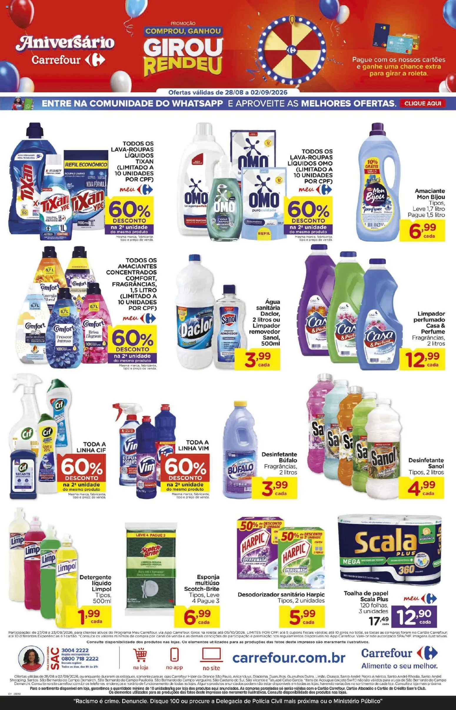 Carrefour Folheto - válido de 28/08/2026 | Página: 8 | Produtos: Perfume, Esponja, Roupas, Amaciante