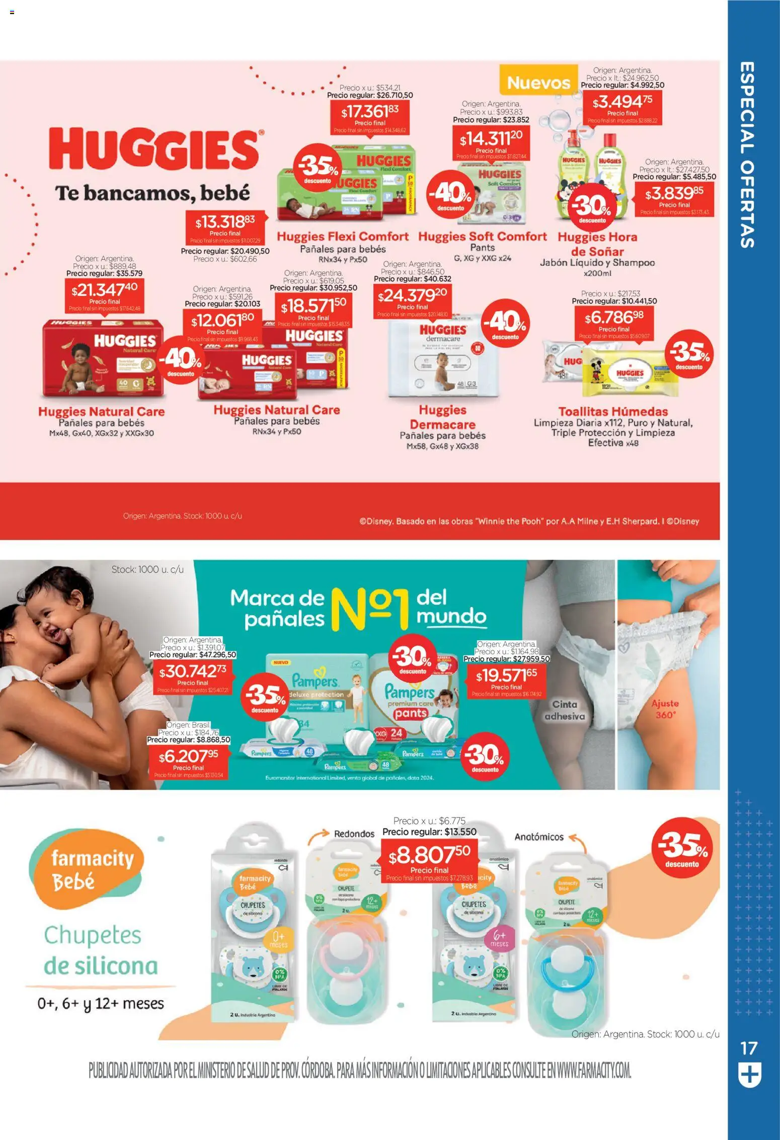 Farmacity catálogo │ válido desde el 30.04.2026 | Página: 17 | Productos: Toallitas húmedas, Jabón, Té, Pañales