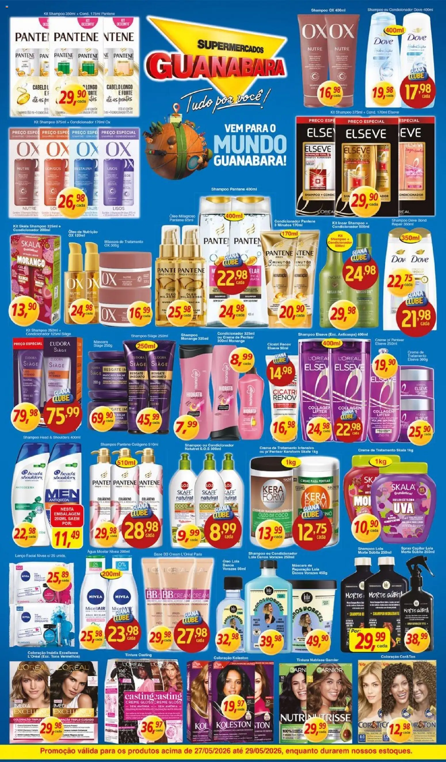 Supermercados Guanabara Folheto - válido de 27.05.2026 | Página: 10 | Produtos: Água micelar, Lenço, Creme, Óleo de coco