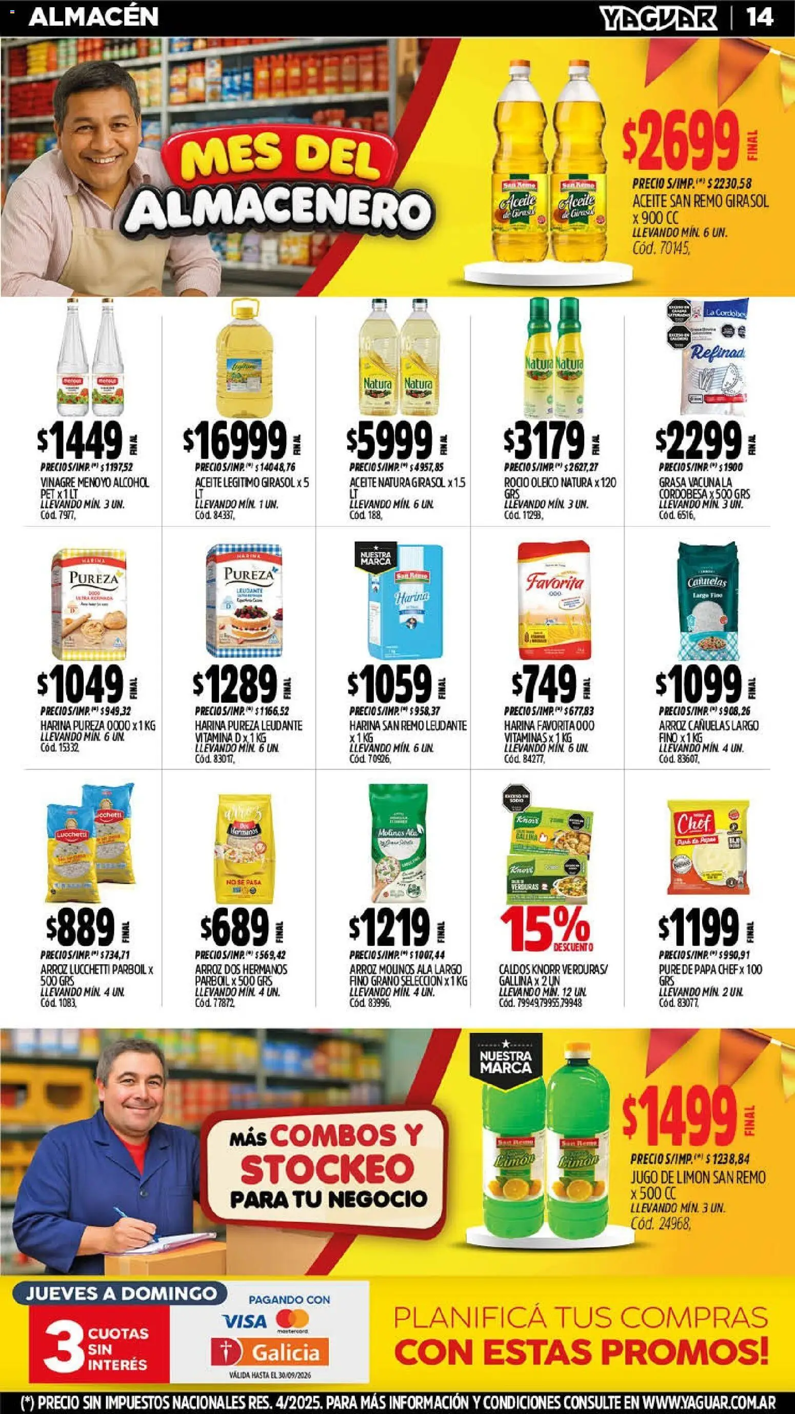 Yaguar - Oferta Semanal Neuquen │ válido desde el 14/09/2026 | Página: 14 | Productos: Vitaminas, Vinagre, Limón, Verduras