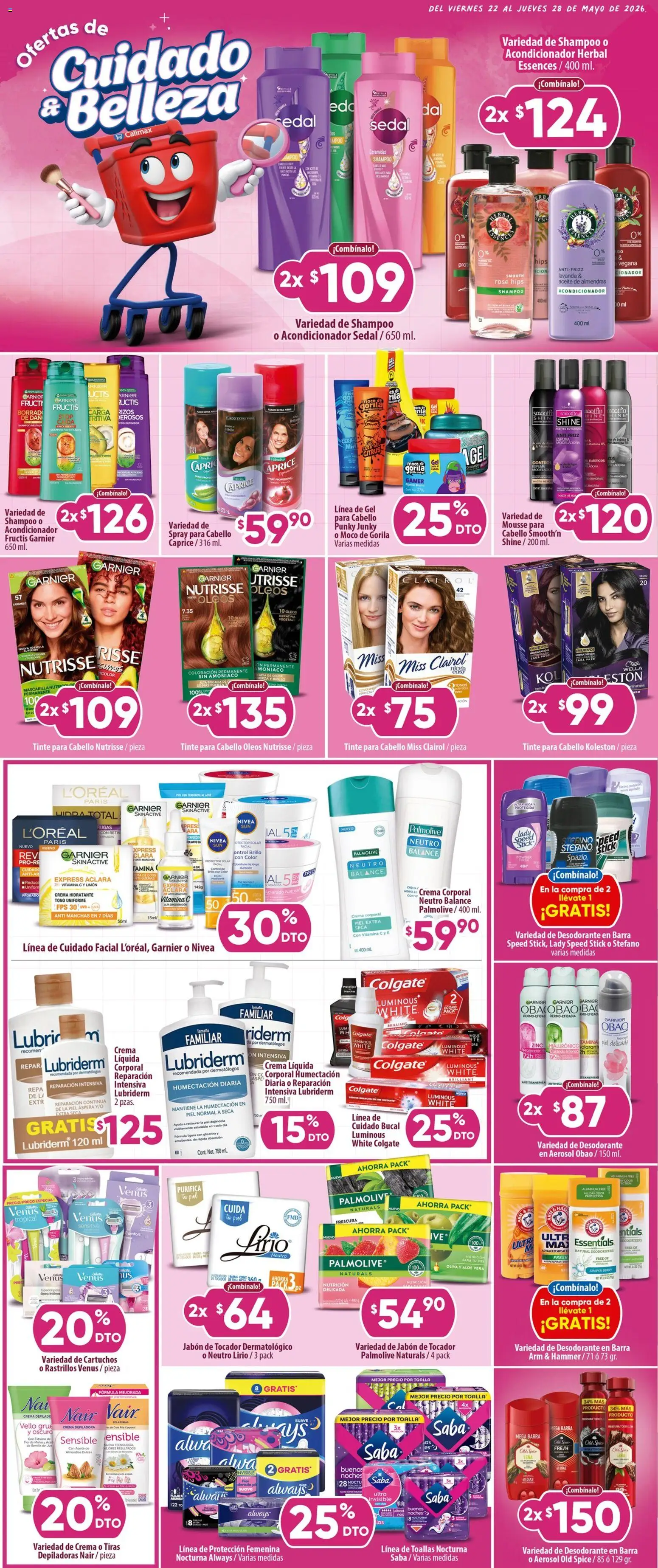 Nuevas ofertas de Calimax válidas en toda la República Mexicana desde el 22.05.2026. ¡Encuentra las mejores ofertas en Calimax folleto Mexicali y SLRC! | Página: 4 | Productos: Almendras, Uva, Cera, Toallas