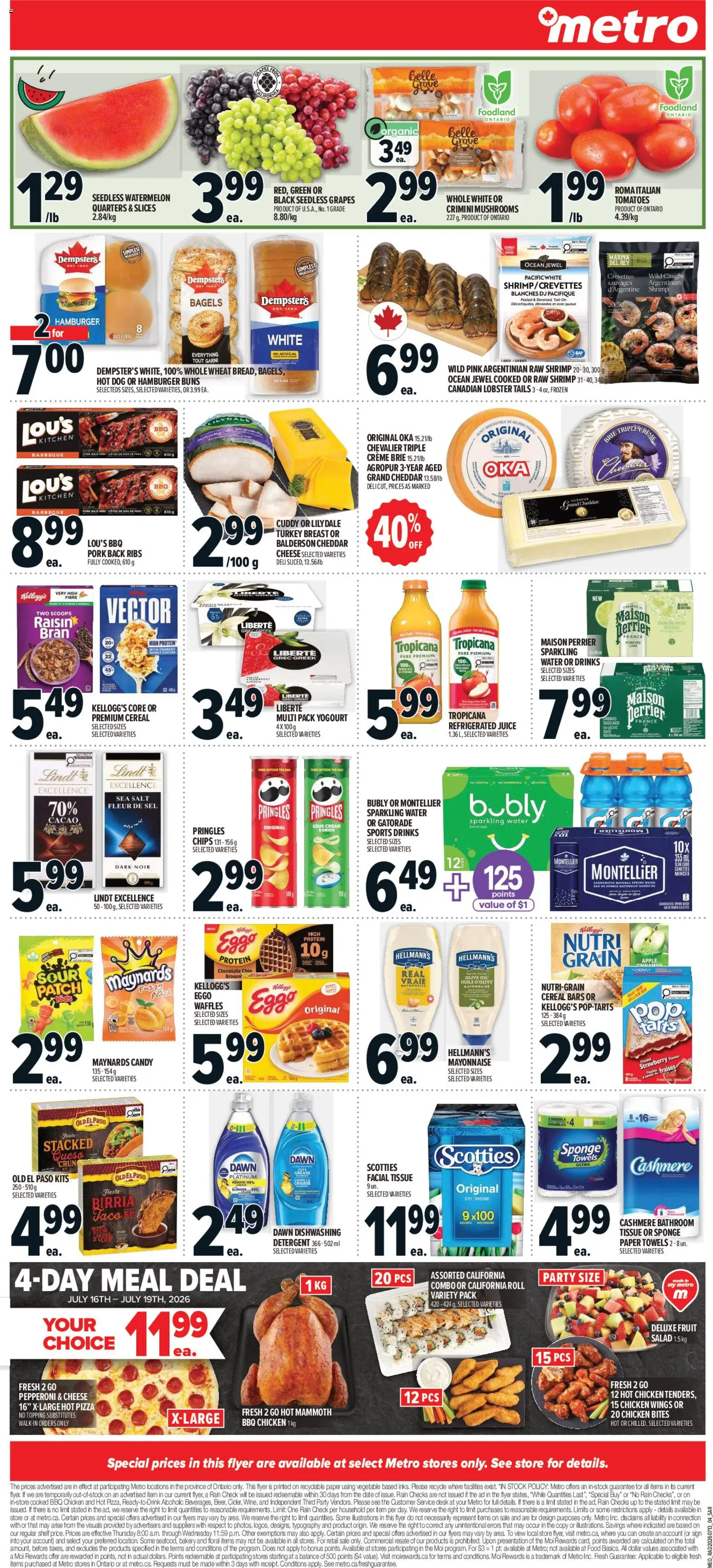 Metro flyer valid from Jul 16, 2026 | Page: 14 | Products: Cream, Detergent, Chocolate, Pork