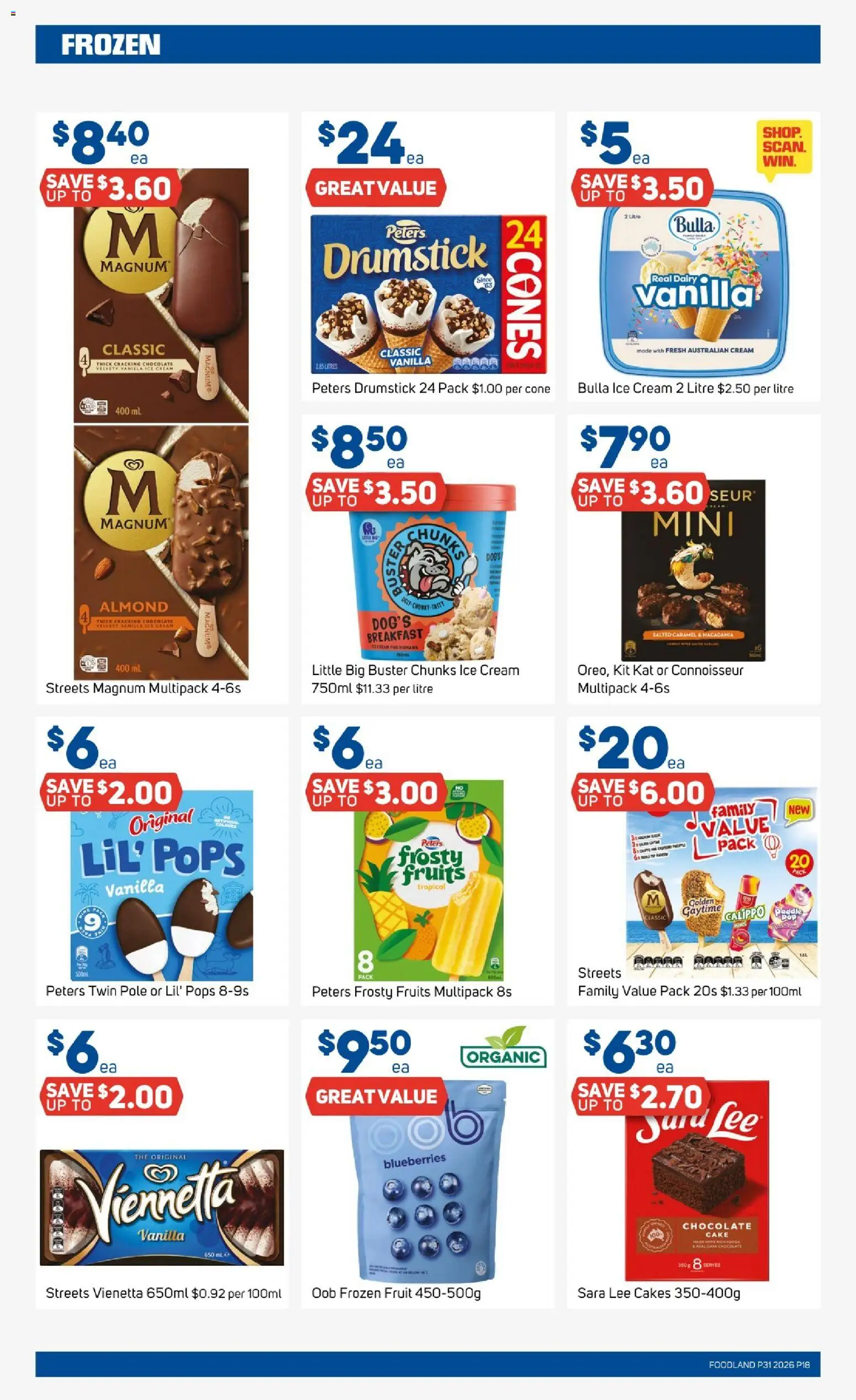 Foodland catalogue - valid from 29/07/2026 | Page: 18 | Products: Dairy, Ice cream, Fruits, Blueberries