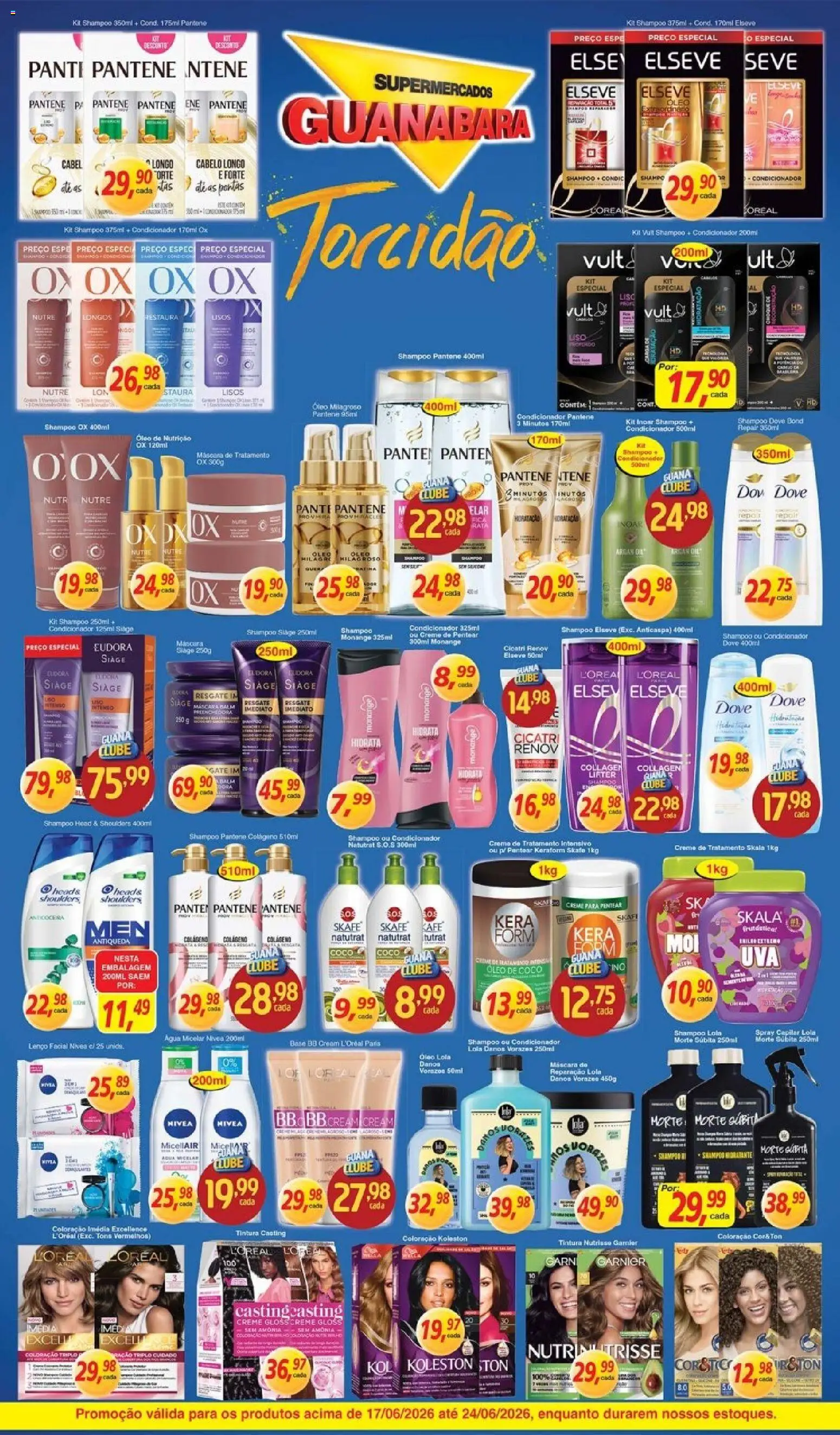 Supermercados Guanabara Folheto - válido de 17.06.2026 | Página: 10 | Produtos: Shampoo, Lenço, Base, Óleo de coco