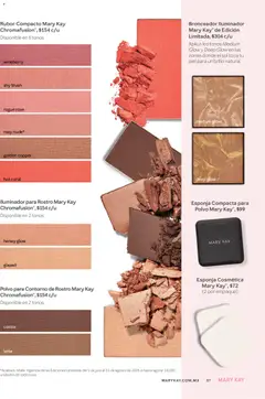 Vista previa de Catálogo Mary Kay Julio Agosto 2026, nuevo folleto de la tienda, válido en México a partir del 01/07/2026 | Página: 37 | Productos: Iluminador, Esponja, Contorno, Polvo