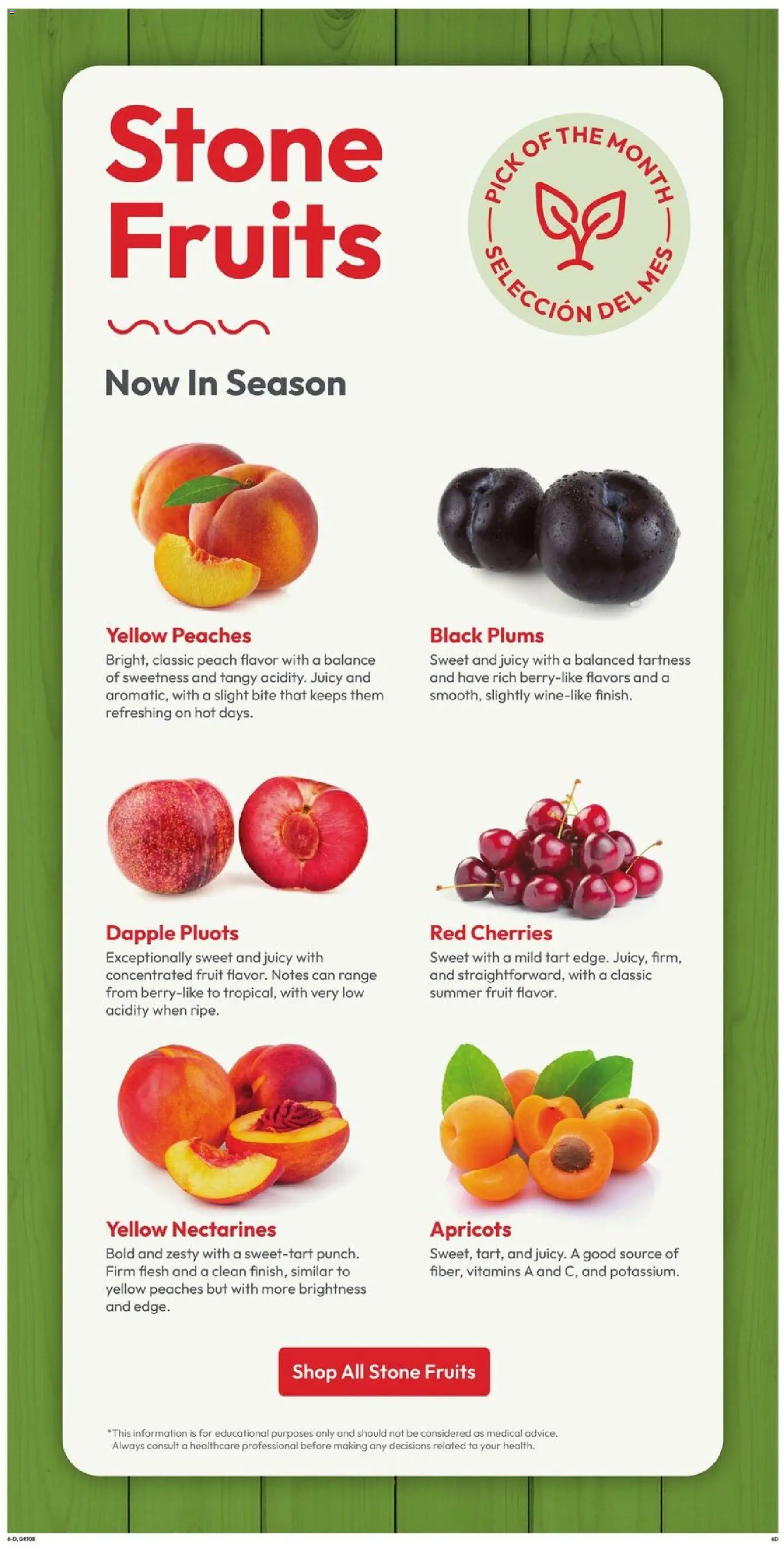 Stater Bros Weekly Ad - valid from 10.06.2026 | Page: 6 | Products: Cherries, Peaches, Apricots, Fruits