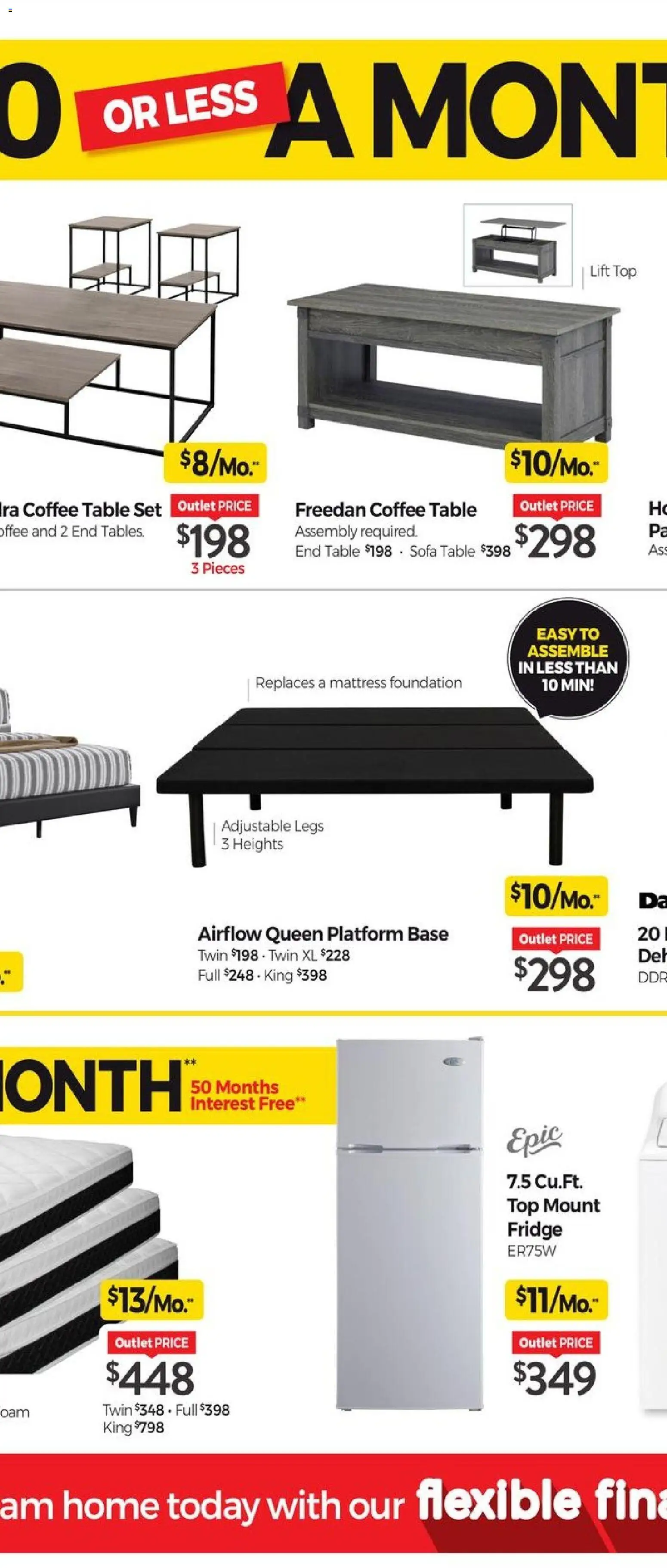 Tepperman's flyer valid from Aug 14, 2026 | Page: 7 | Products: Mattress, Coffee table, Table, Coffee