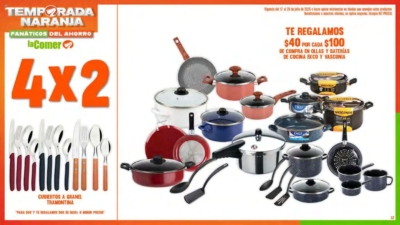 Nuevas ofertas de La Comer válidas en toda la República Mexicana desde el 17/07/2026. ¡Encuentra las mejores ofertas en La Comer folleto! | Página: 32 | Productos: Cocina, Té