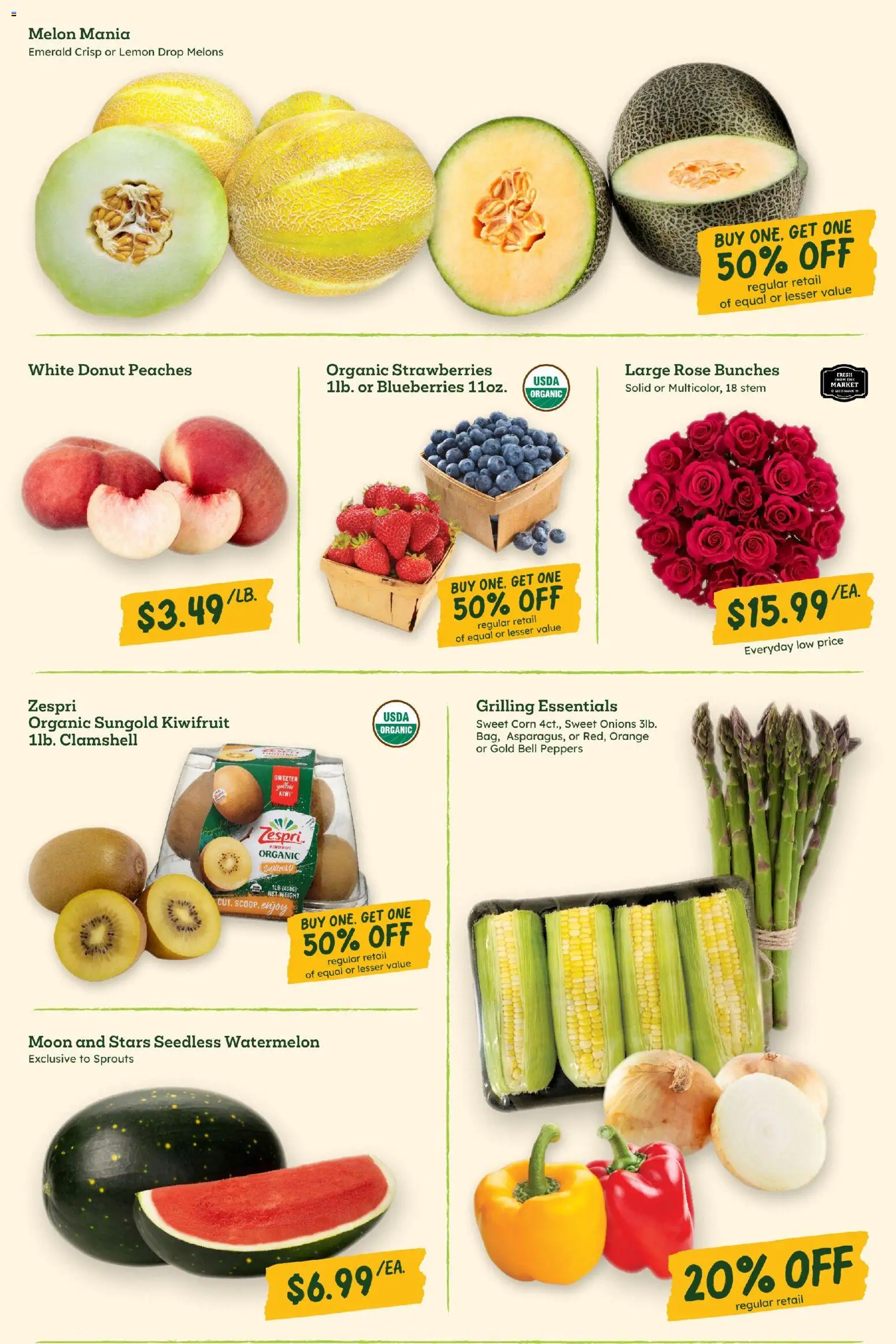 Sprouts Weekly Ad - valid from 07/15/2026 | Page: 6 | Products: Corn, Peaches, Strawberries, Kiwi