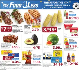 Preview of Food 4 Less weekly ads valid from 07/01/2026 | Page: 1 | Products: Corn, Pork, Pepper, Kettle