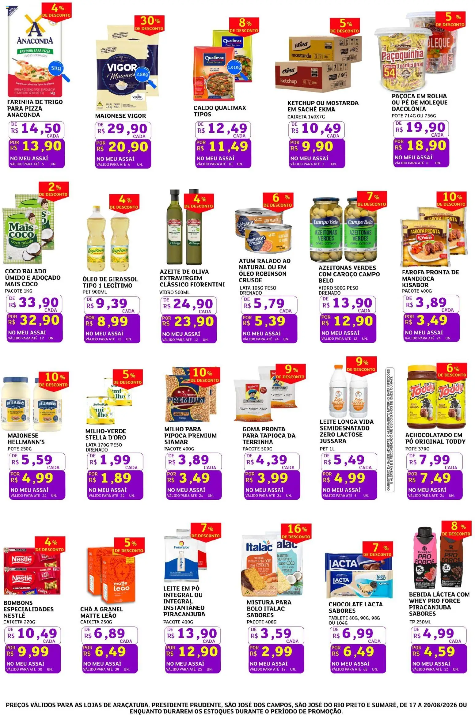 Assaí Atacadista Folheto - válido de 17/08/2026 | Página: 2 | Produtos: Pó, Farinha, Carne, Azeite