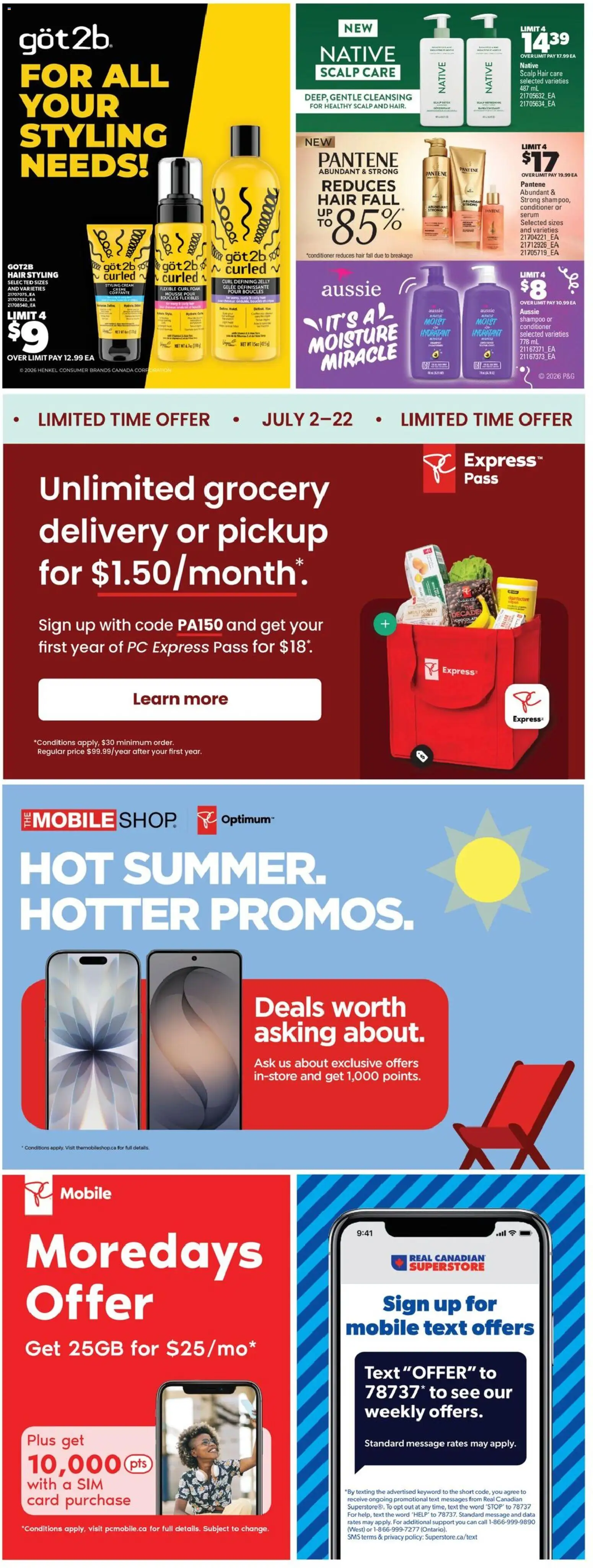 Real Canadian Superstore flyer valid from Jul 2, 2026 | Page: 40 | Products: Cream, PC, Shampoo, Conditioner