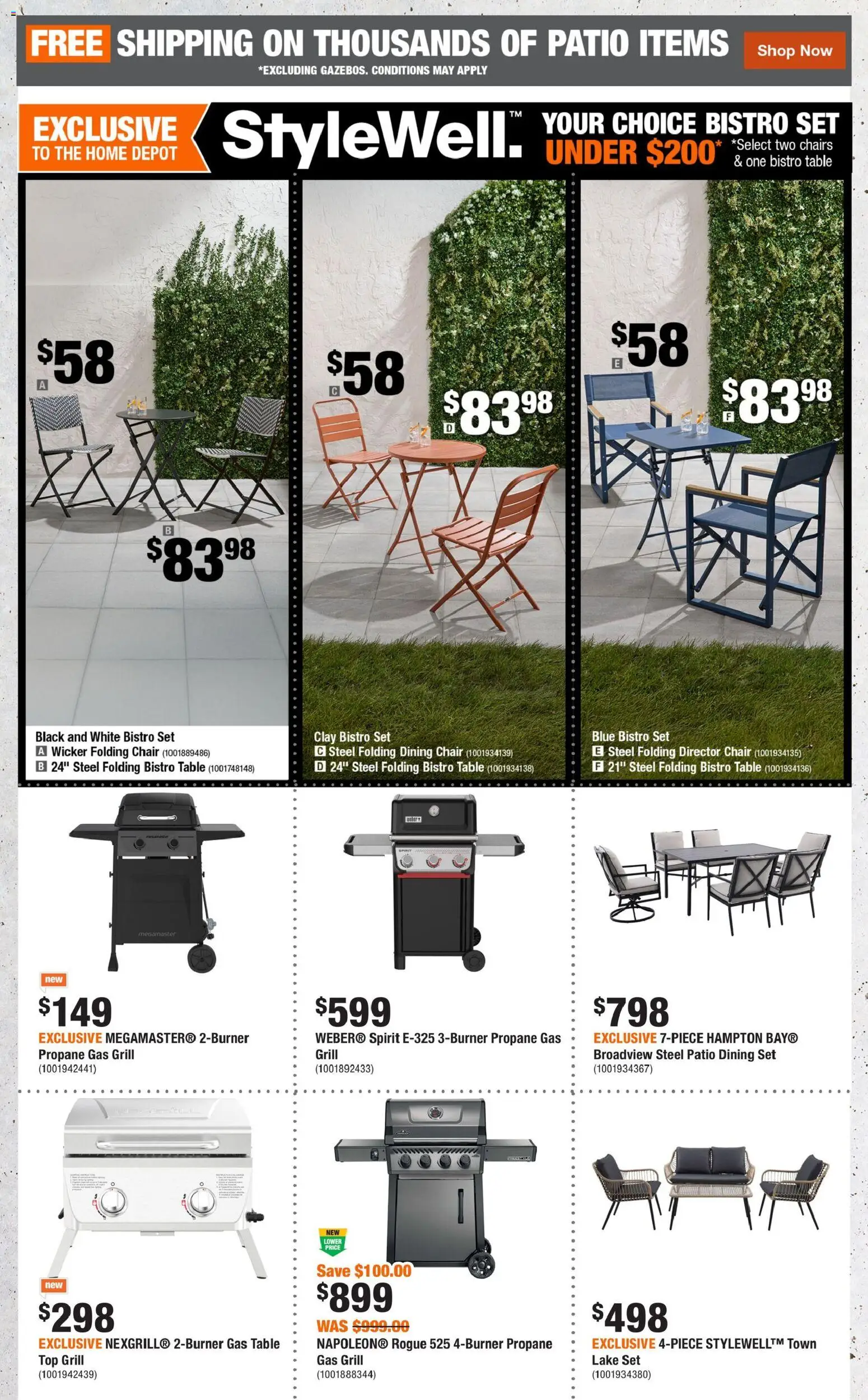 Home Depot flyer valid from 02.04.2026 | Page: 3 | Products: Grill, Table, Chair