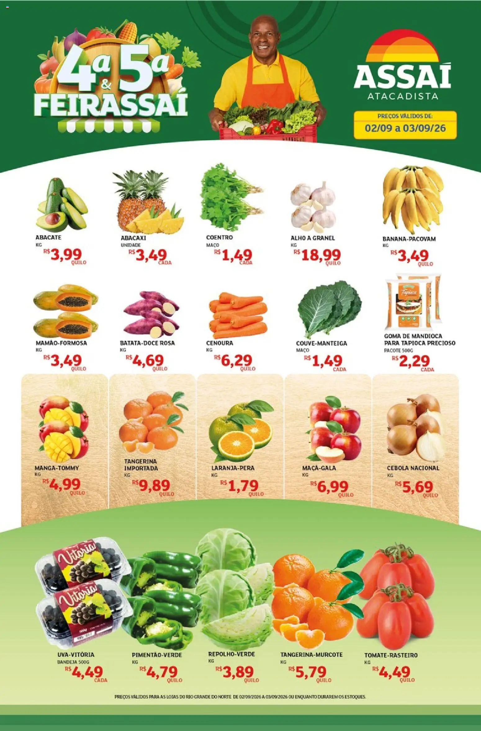 Assaí Atacadista Folheto - válido de 02/09/2026 | Página: 1 | Produtos: Alho, Tapioca, Abacate, Cenoura