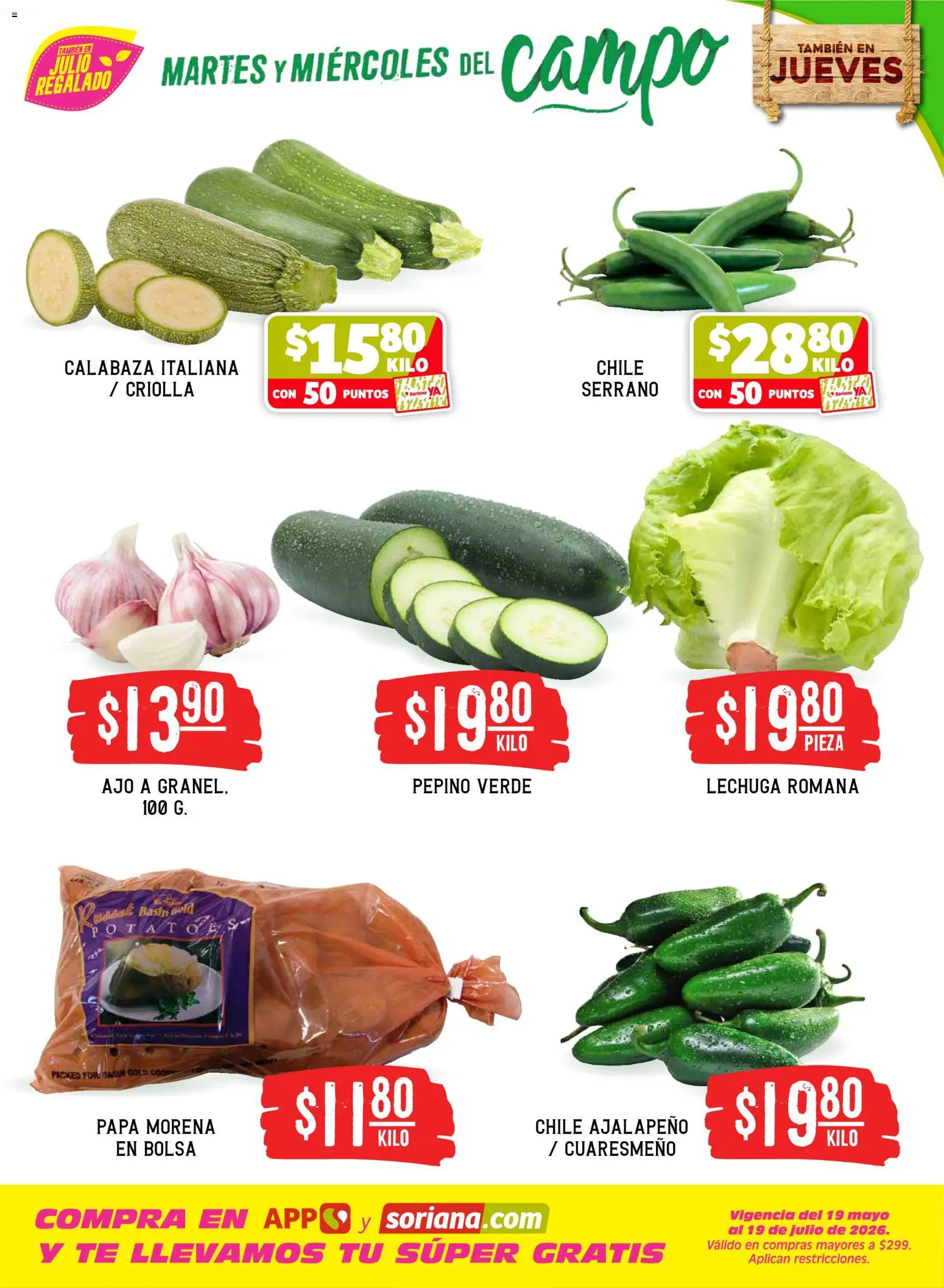 Nuevas ofertas de Soriana válidas en toda la República Mexicana desde el 16.06.2026. ¡Encuentra las mejores ofertas en Soriana Martes y Miércoles del Campo Híper: Saltillo y Torreón! | Página: 3 | Productos: Papa, Bolsa, Ajo, Té