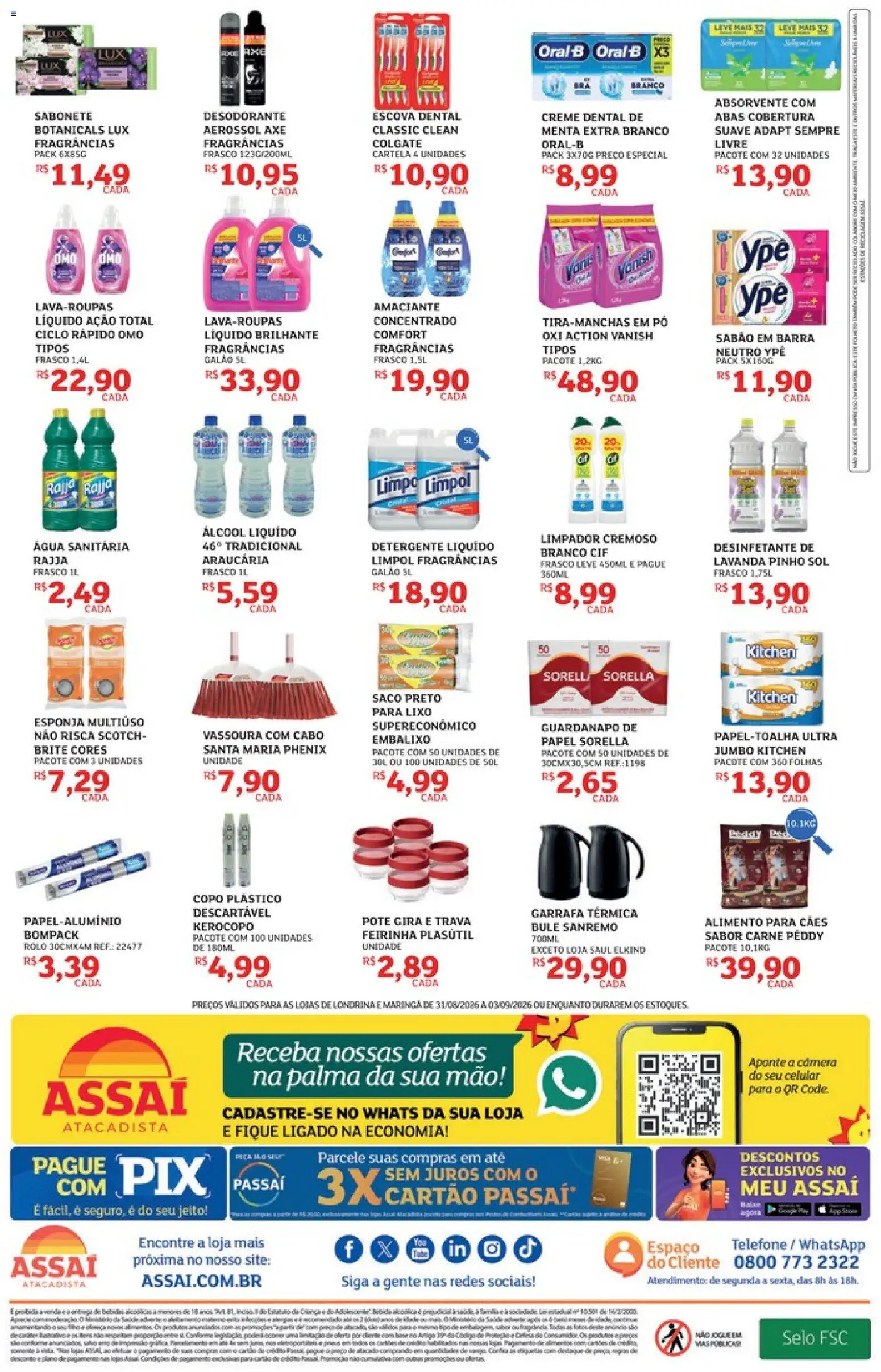 Assaí Atacadista Folheto - válido de 31/08/2026 | Página: 4 | Produtos: Sabão em barra, Celular, Esponja, Telefone