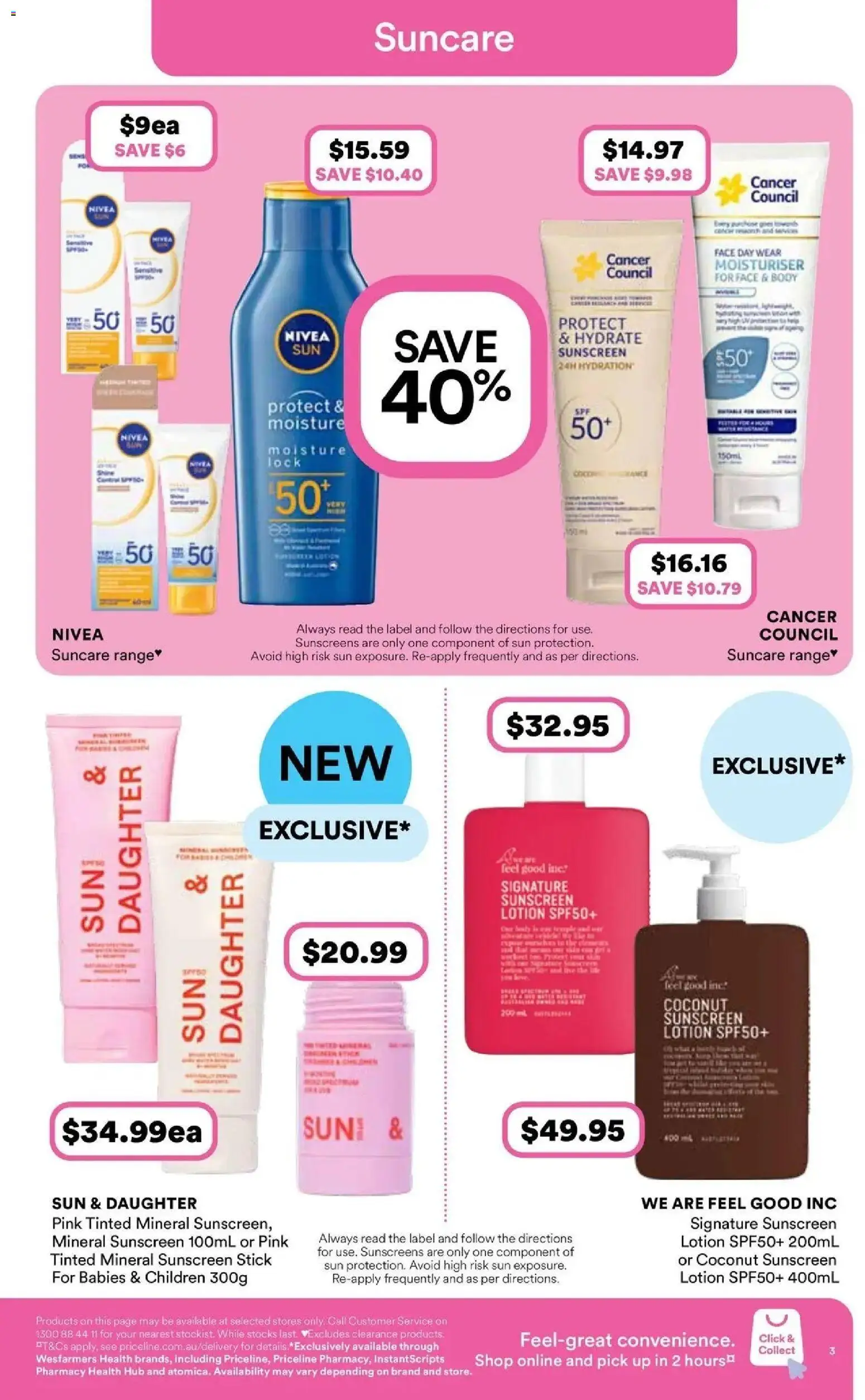 Priceline Pharmacy catalogue Stepney - 10/09/2026 > weekly / monthly specials | Page: 3 | Products: Sunscreen, Lotion, Moisturiser, Coconut