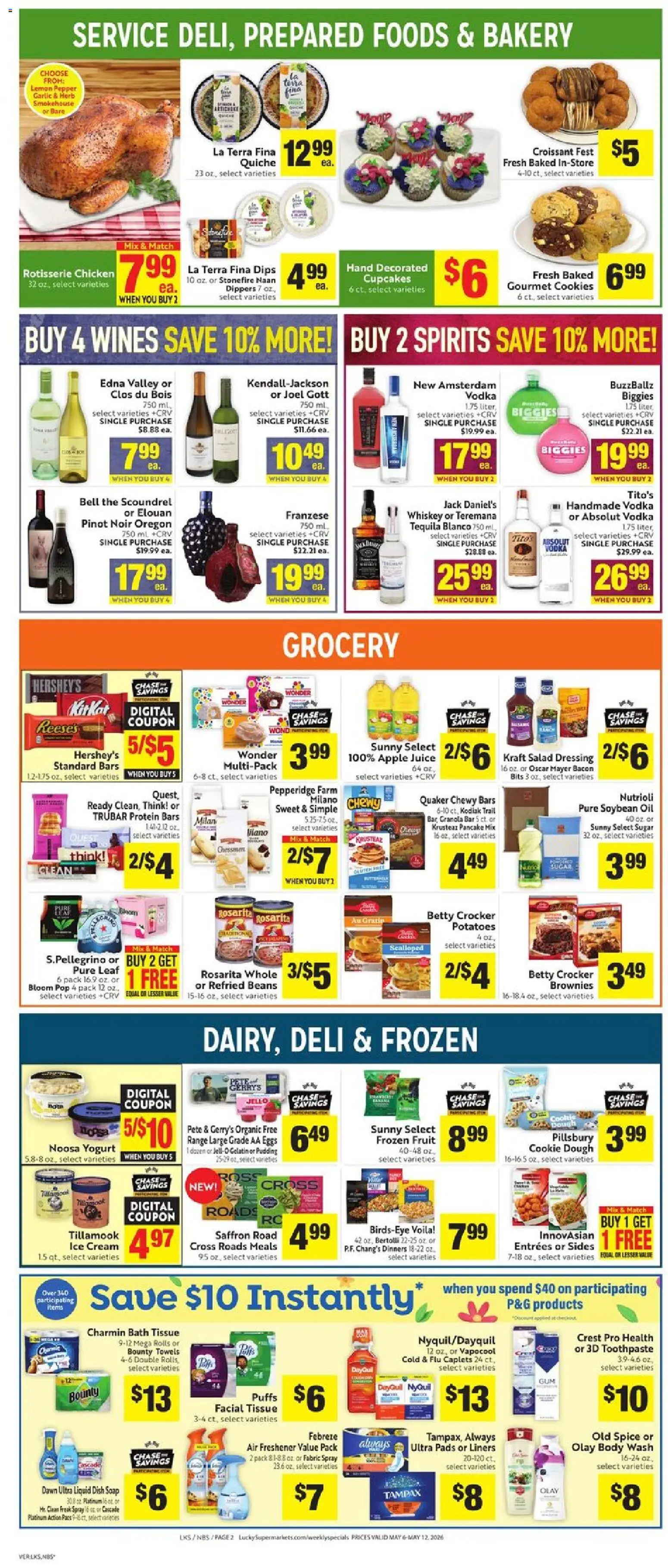 Lucky Supermarkets Weekly - CA - valid from 06.05.2026 | Page: 5 | Products: Bakery, Pads, Whiskey, Sugar
