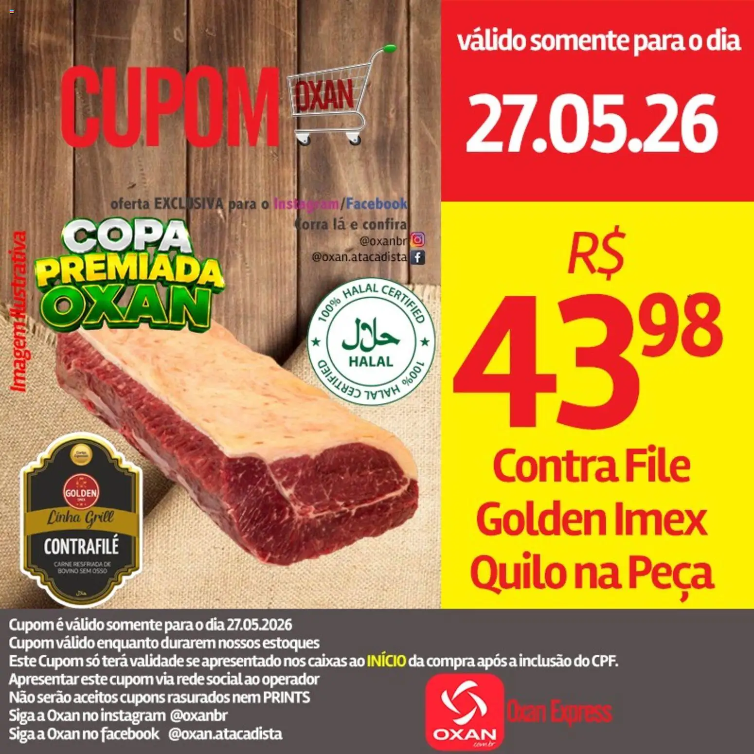 Oxan Atacadista Folheto - válido de 27.05.2026 | Página: 3 | Produtos: Grill, Contra filé, Copa, Carne