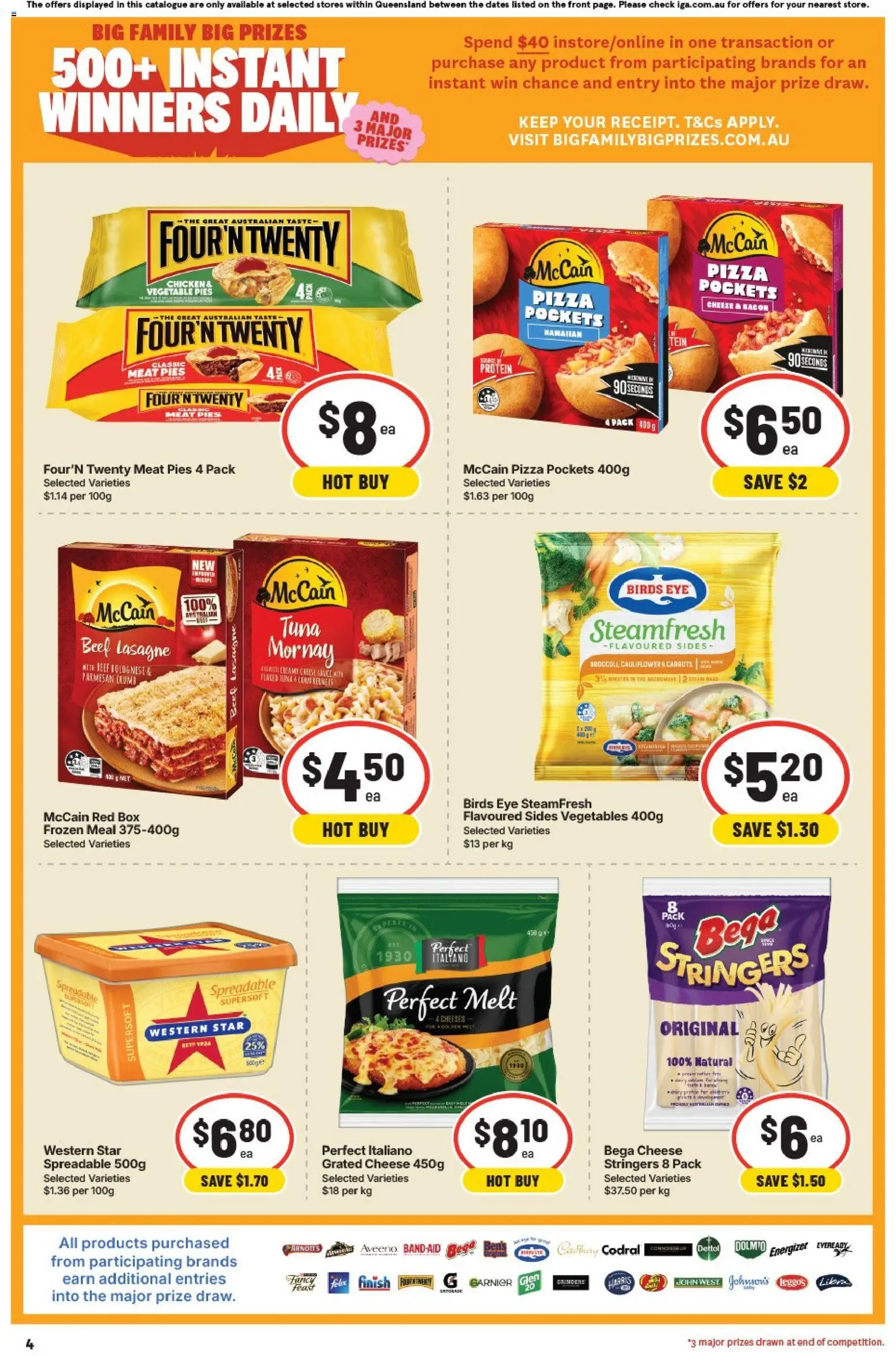 IGA catalogue - valid from 08/07/2026 | Page: 4 | Products: Pizza, Carrots, Vegetables, Microwave