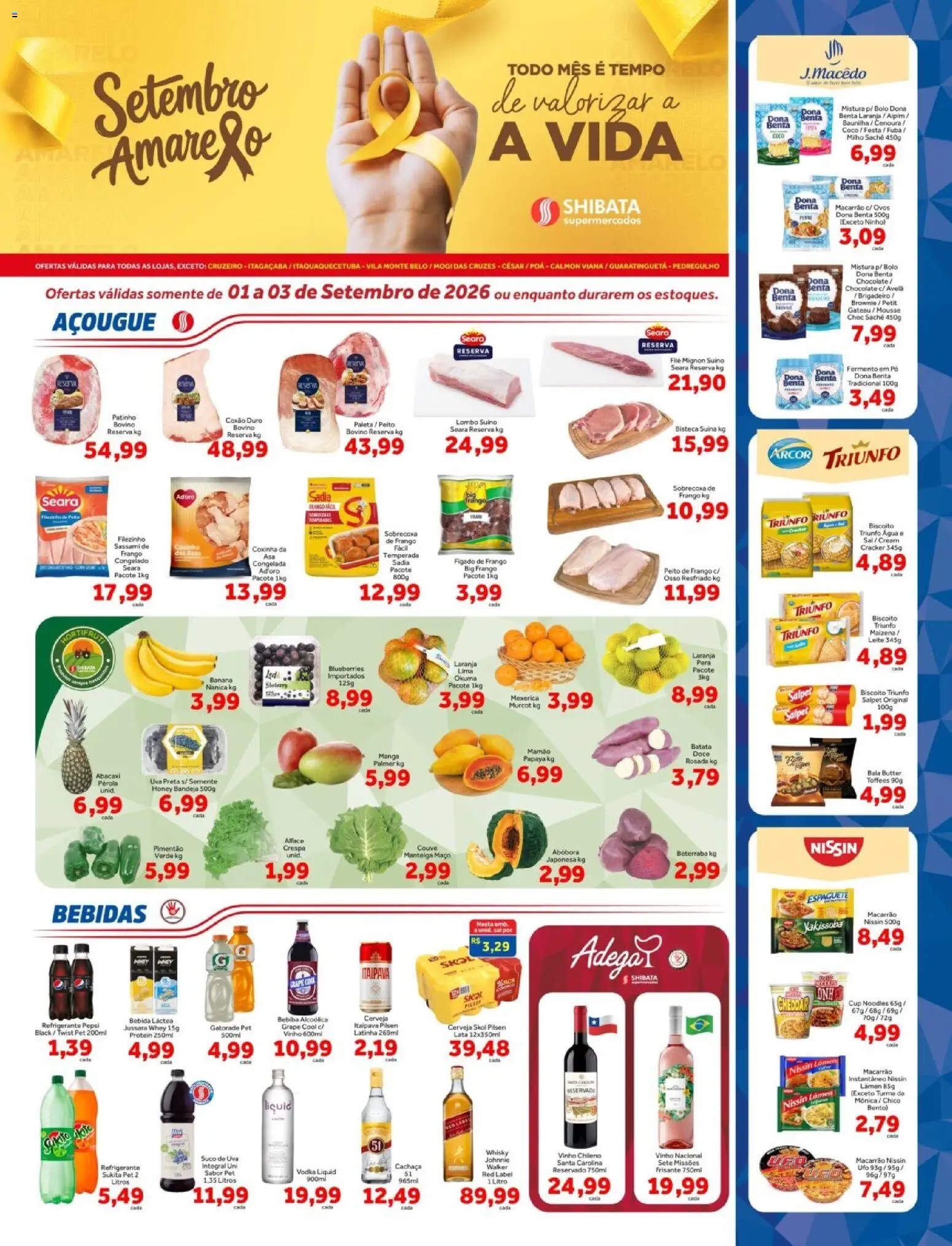 Shibata Folheto - válido de 01/09/2026 | Página: 1 | Produtos: Pimentão, Cachaça, Coxão duro, Batata