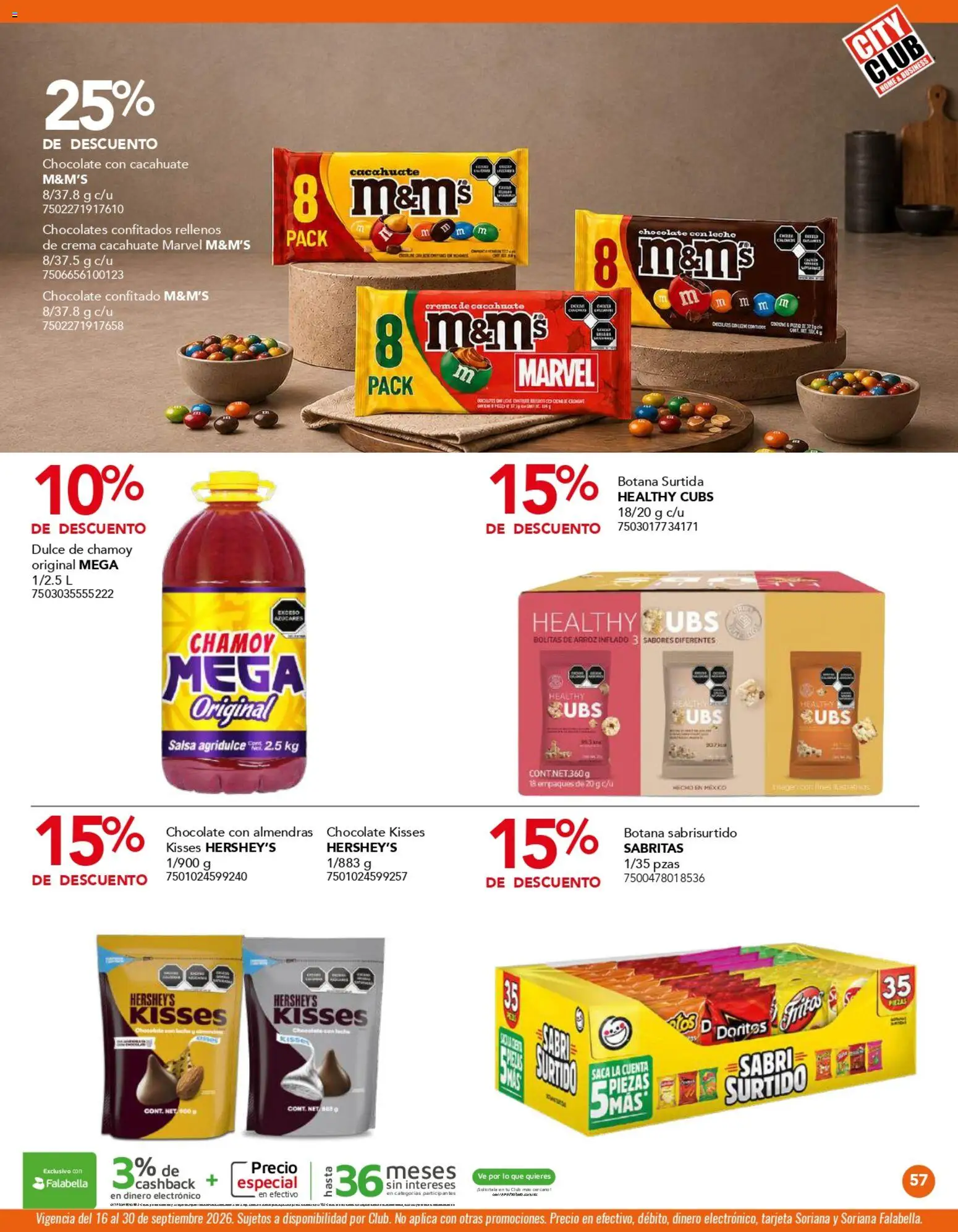 Nuevas ofertas de City Club válidas en toda la República Mexicana desde el 01/09/2026. ¡Encuentra las mejores ofertas en City Club catálogo! | Página: 57 | Productos: Cacahuate, Chocolate, Arroz, Dulce